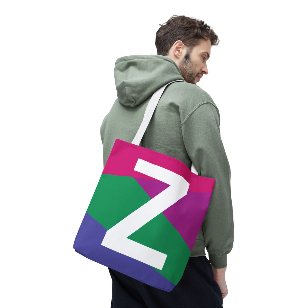 Monogram 'Z' Colorblock Tote Bag — Personalized Initial Z Shoulder Tote