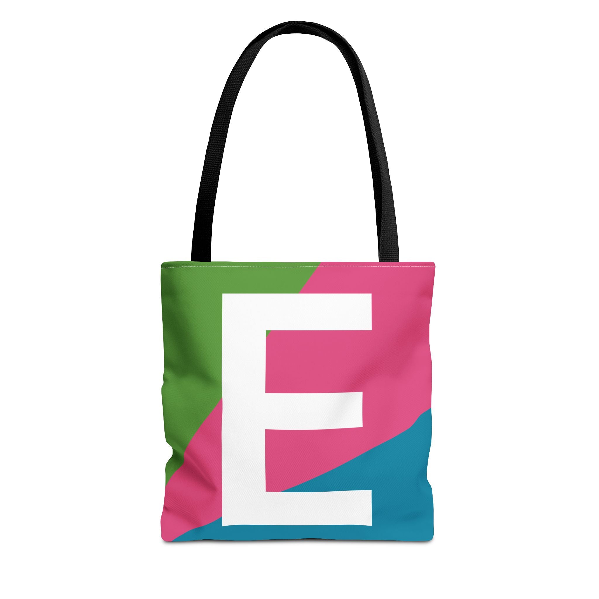 Monogram 'E' Colorblock Tote Bag — Personalized Initial E Shoulder Tote