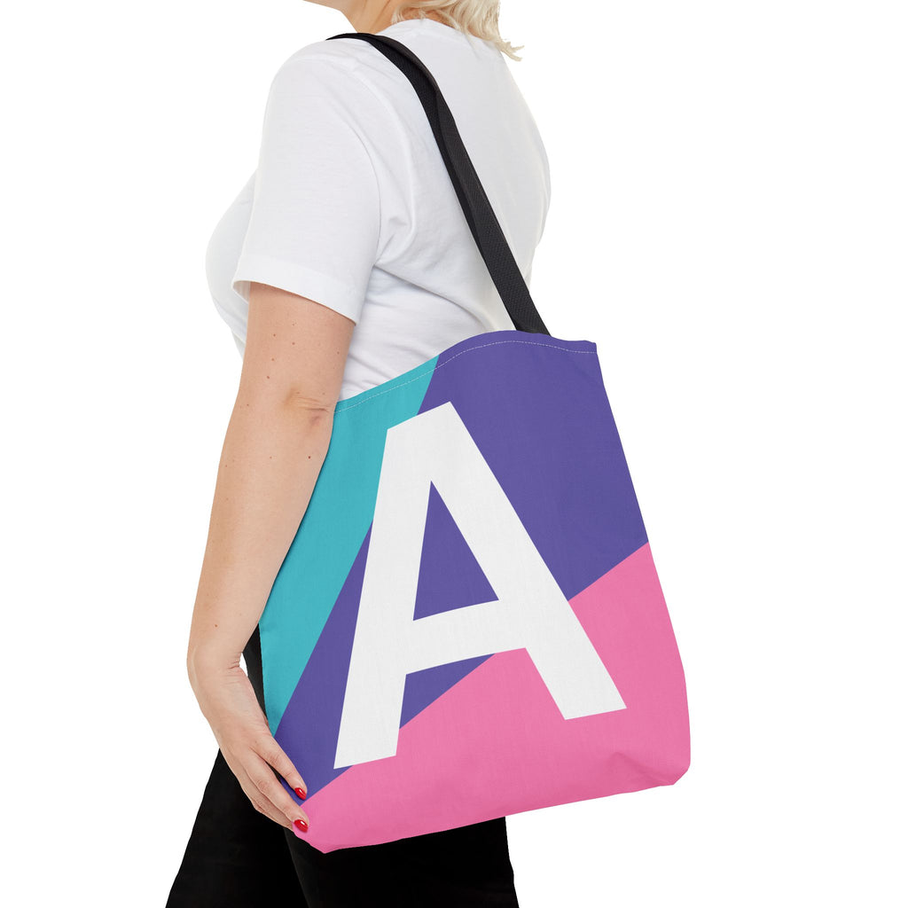 Monogram 'A' Colorblock Tote Bag — Personalized Initial A Shoulder Tote