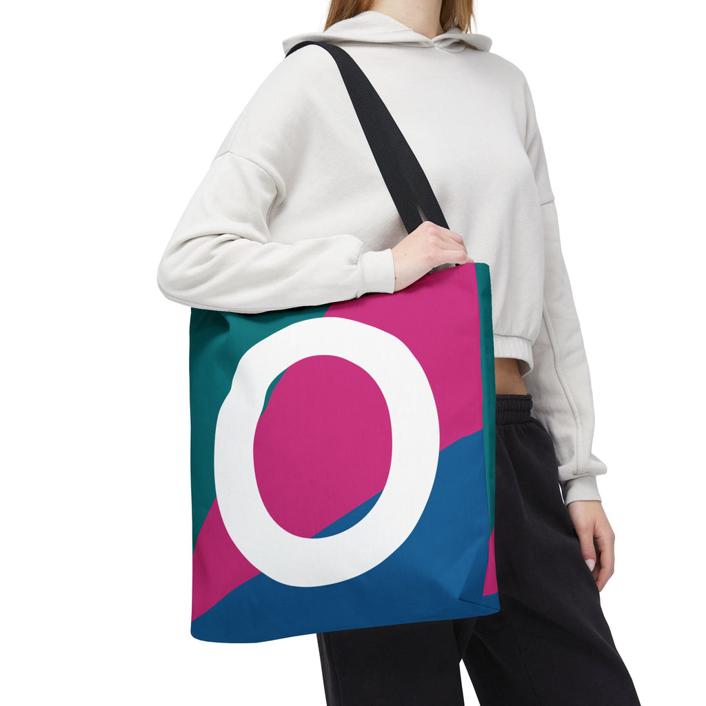 Monogram 'O' Colorblock Tote Bag — Personalized Initial O Shoulder Tote