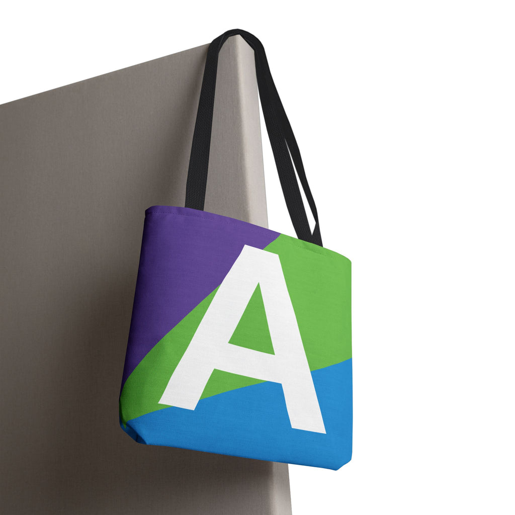 Monogram 'A' Colorblock Tote Bag — Personalized Initial A Shoulder Tote