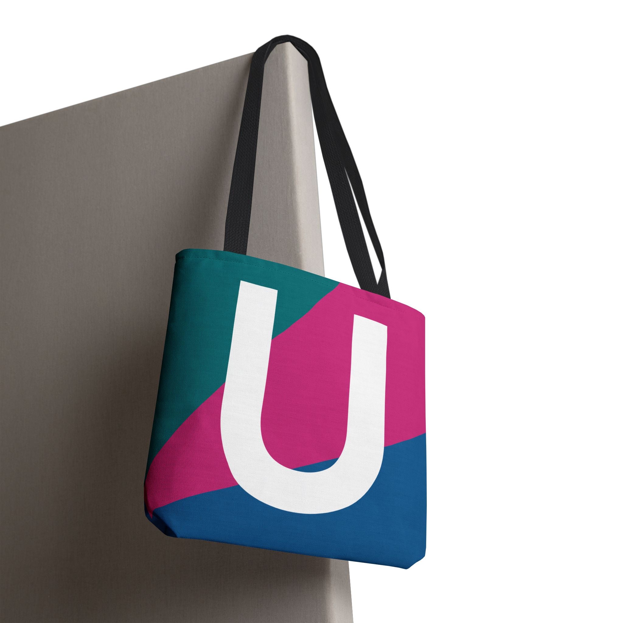 Monogram 'U' Colorblock Tote Bag — Personalized Initial U Shoulder Tote