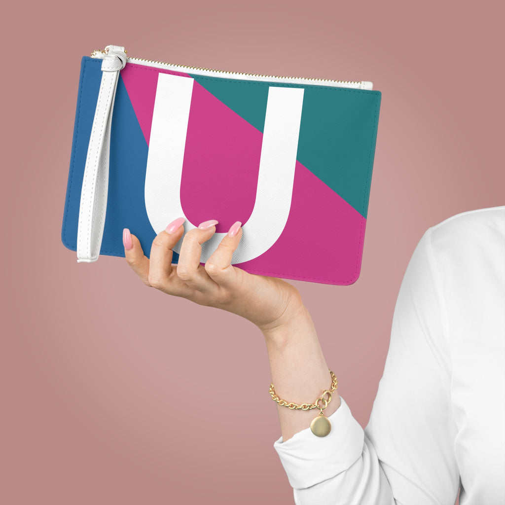 Monogram 'U' Colorblock Clutch Bag — Bold Geometric Wristlet for Everyday & Gifts