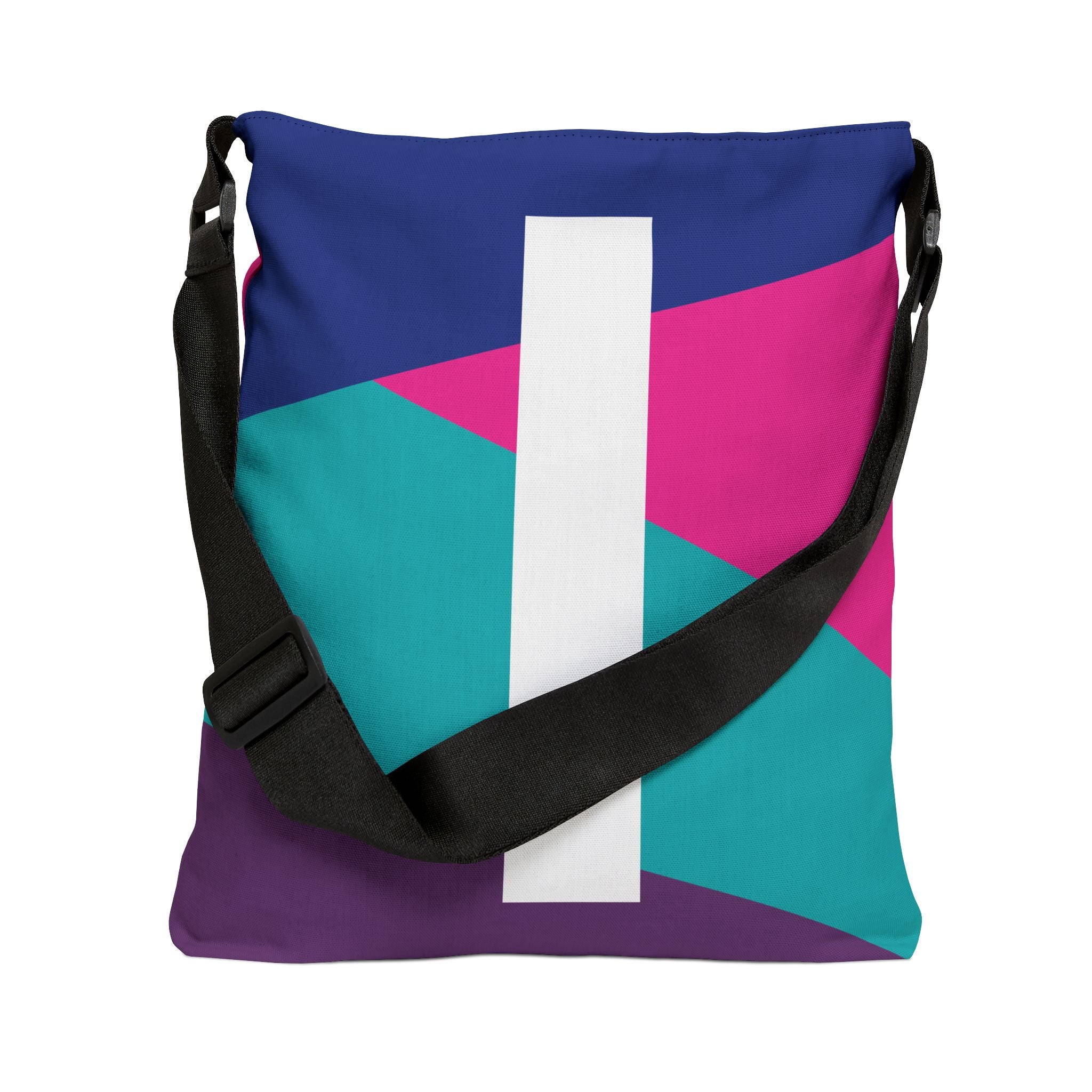 Initial Letter 'I' Colorblock Adjustable Tote Bag — Monogram Alphabet Shoulder Bag