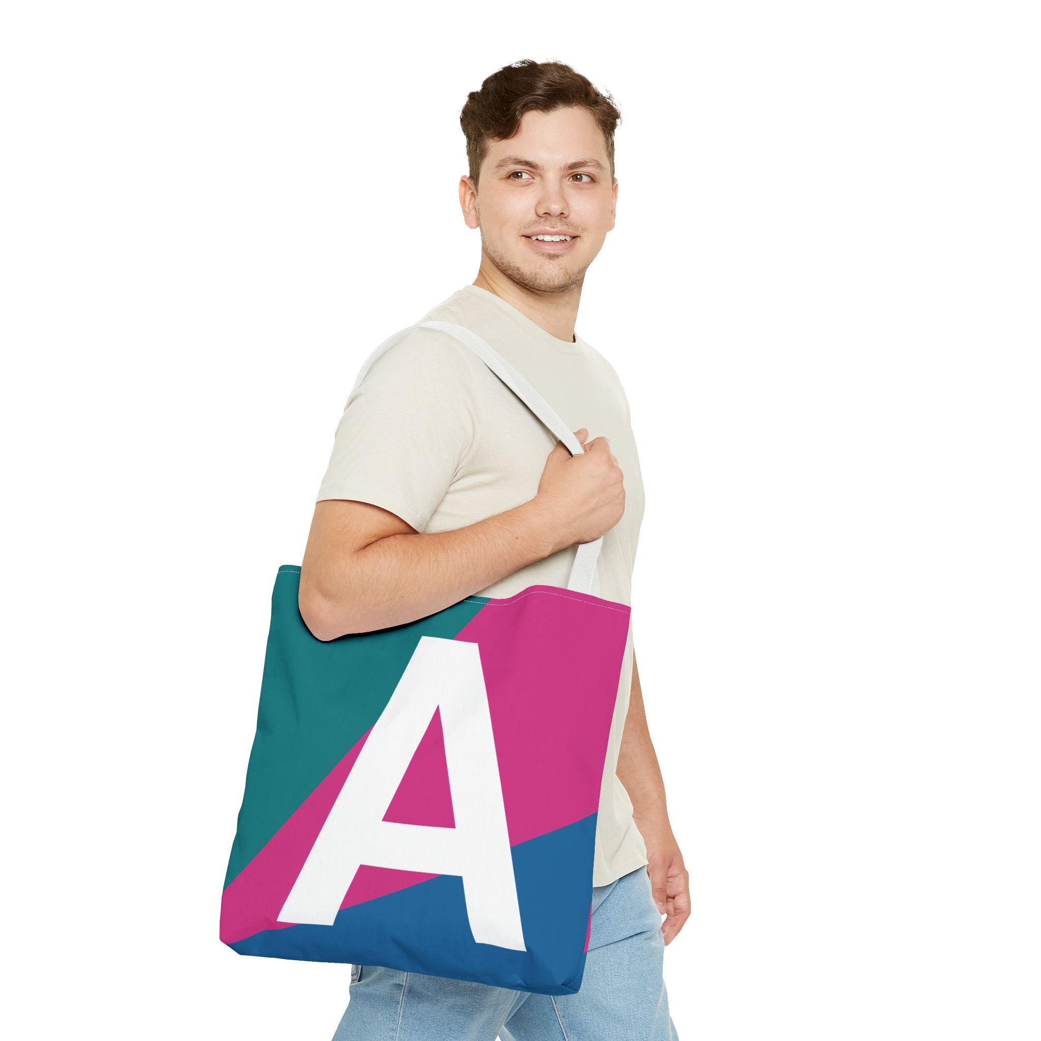 Monogram 'A' Colorblock Tote Bag — Personalized Initial A Shoulder Tote