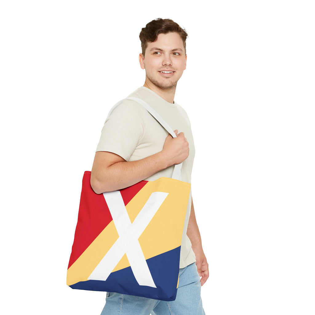 Monogram 'X' Colorblock Tote Bag — Personalized Initial X Shoulder Tote