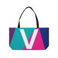 Personalized 'V' Colorblock Tote Bag — Monogram Weekender Tote