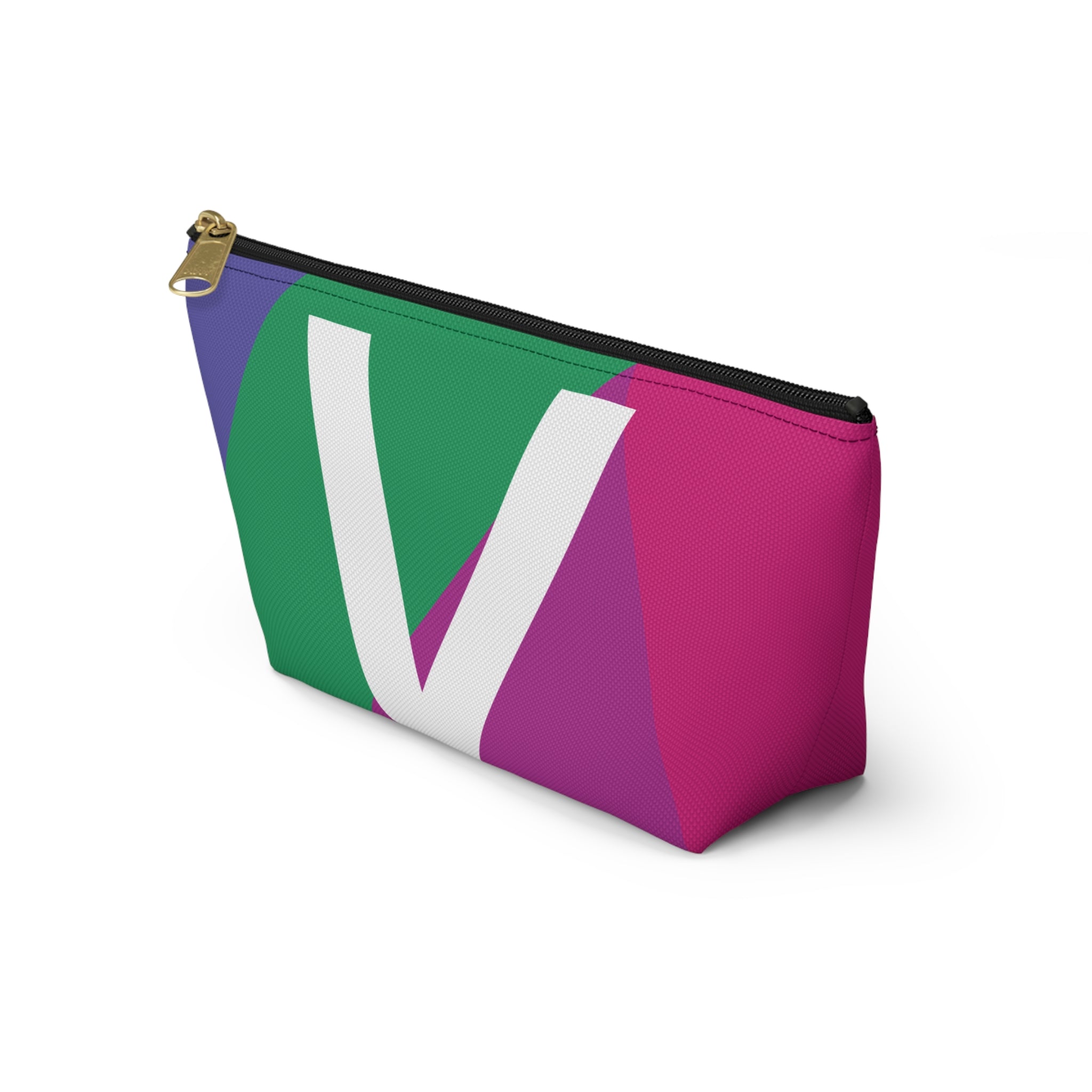Initials Colorblock Accessory Pouch — Monogram V T-Bottom Cosmetic Bag