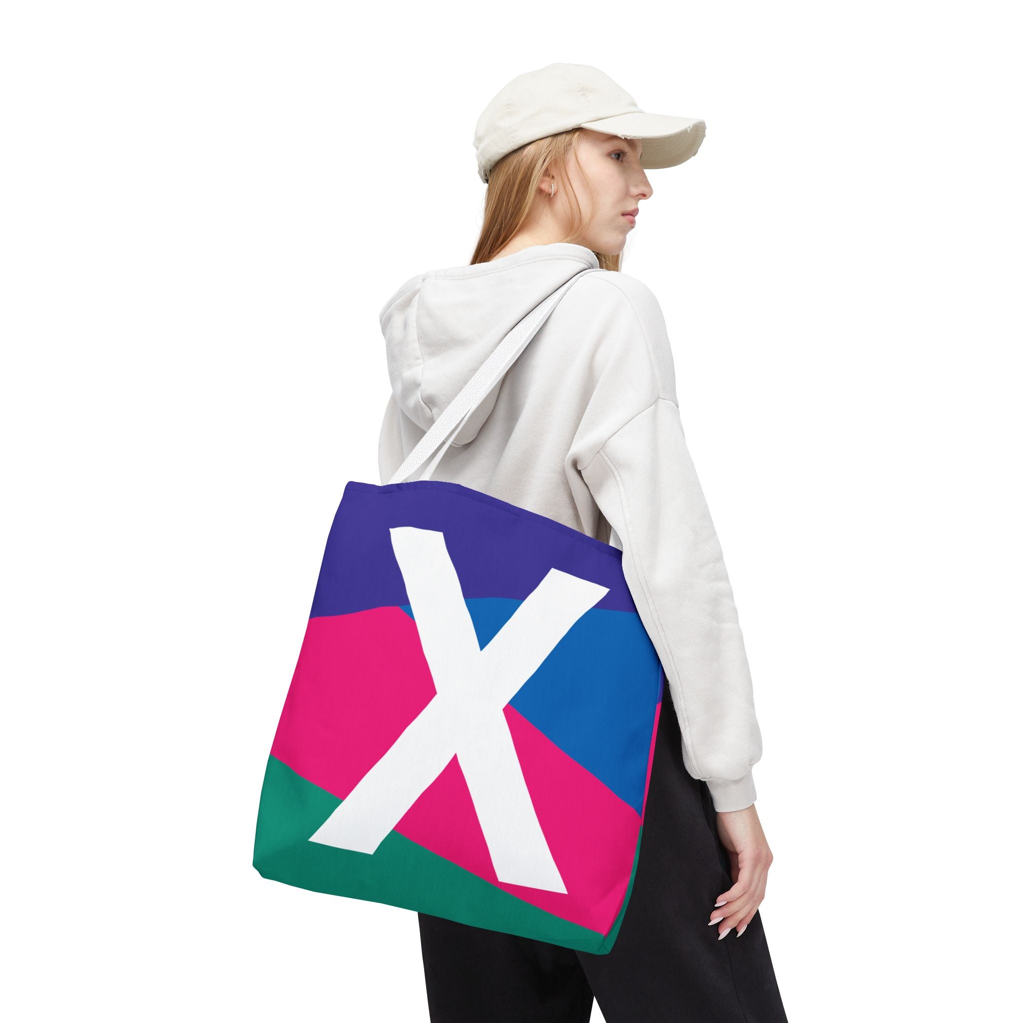 Monogram 'X' Colorblock Tote Bag — Personalized Initial X Shoulder Tote