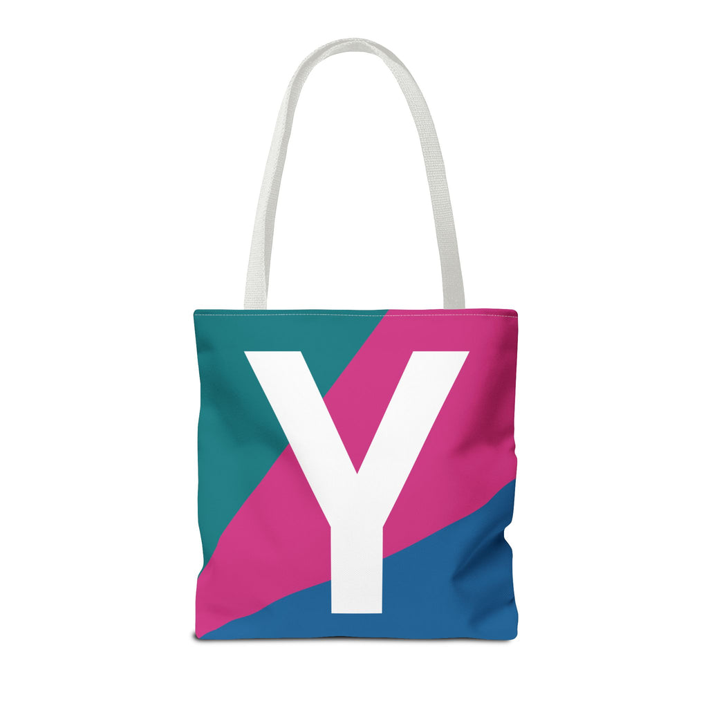 Monogram 'Y' Colorblock Tote Bag — Personalized Initial Y Shoulder Tote
