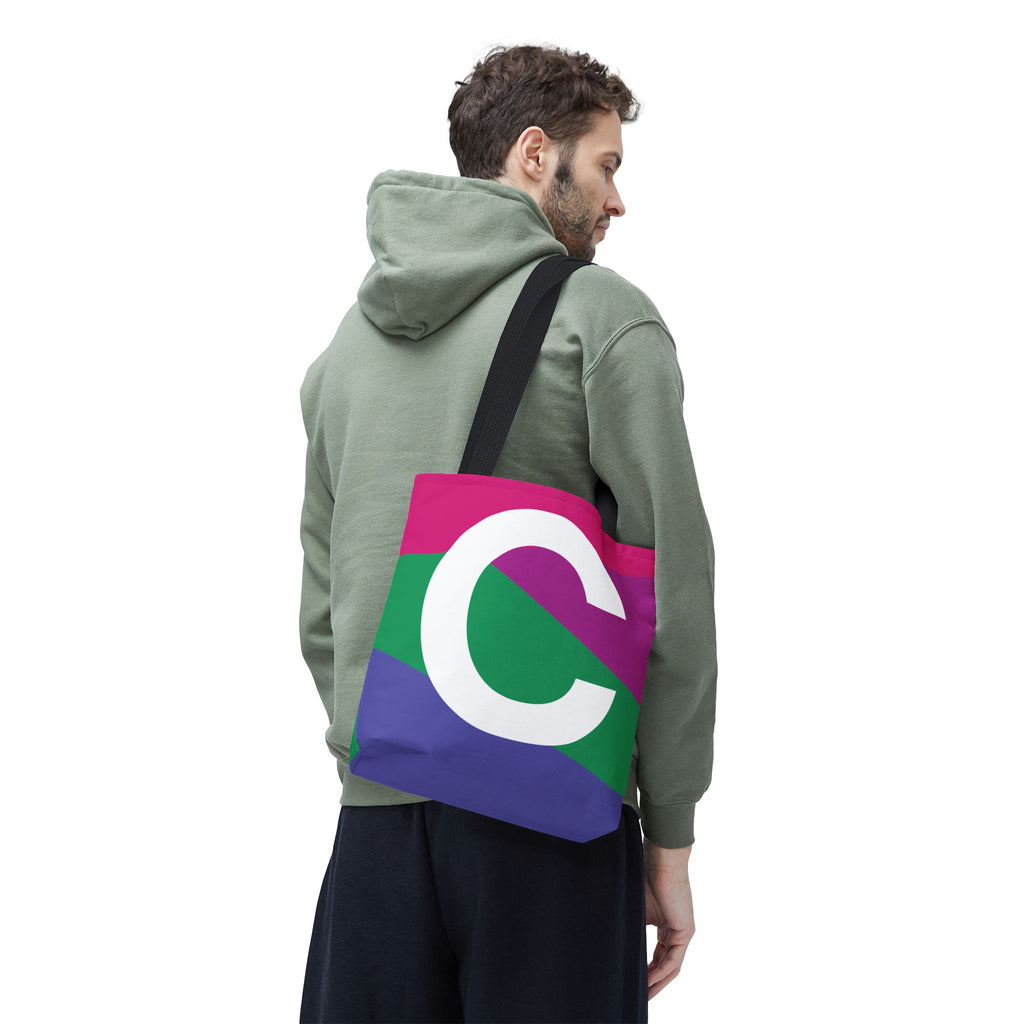 Monogram 'C' Colorblock Tote Bag — Personalized Initial C Shoulder Tote