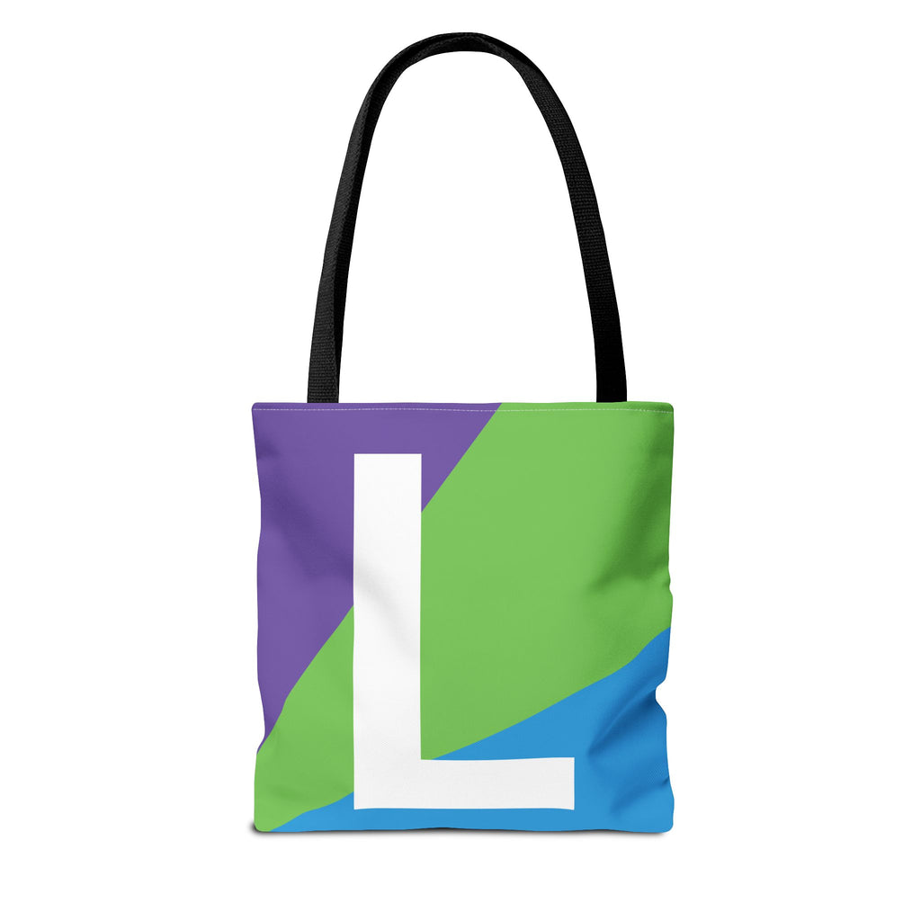 Monogram 'L' Colorblock Tote Bag — Personalized Initial L Shoulder Tote