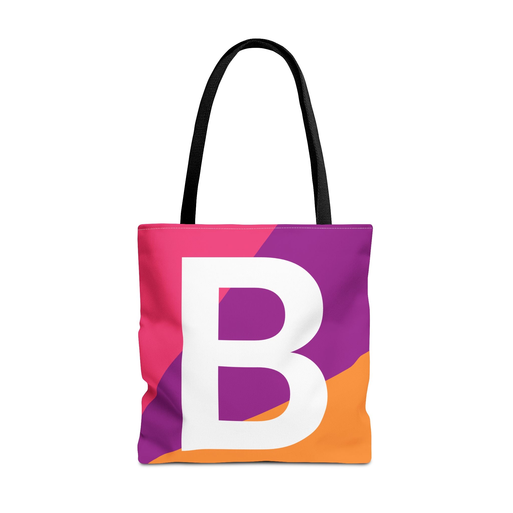 Monogram 'B' Colorblock Tote Bag — Personalized Initial B Shoulder Tote