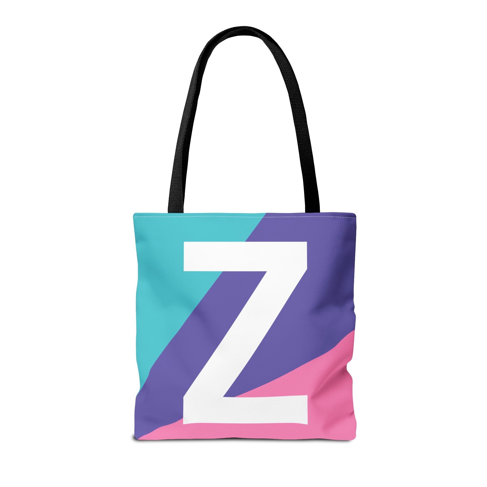 Monogram 'Z' Colorblock Tote Bag — Personalized Initial Z Shoulder Tote