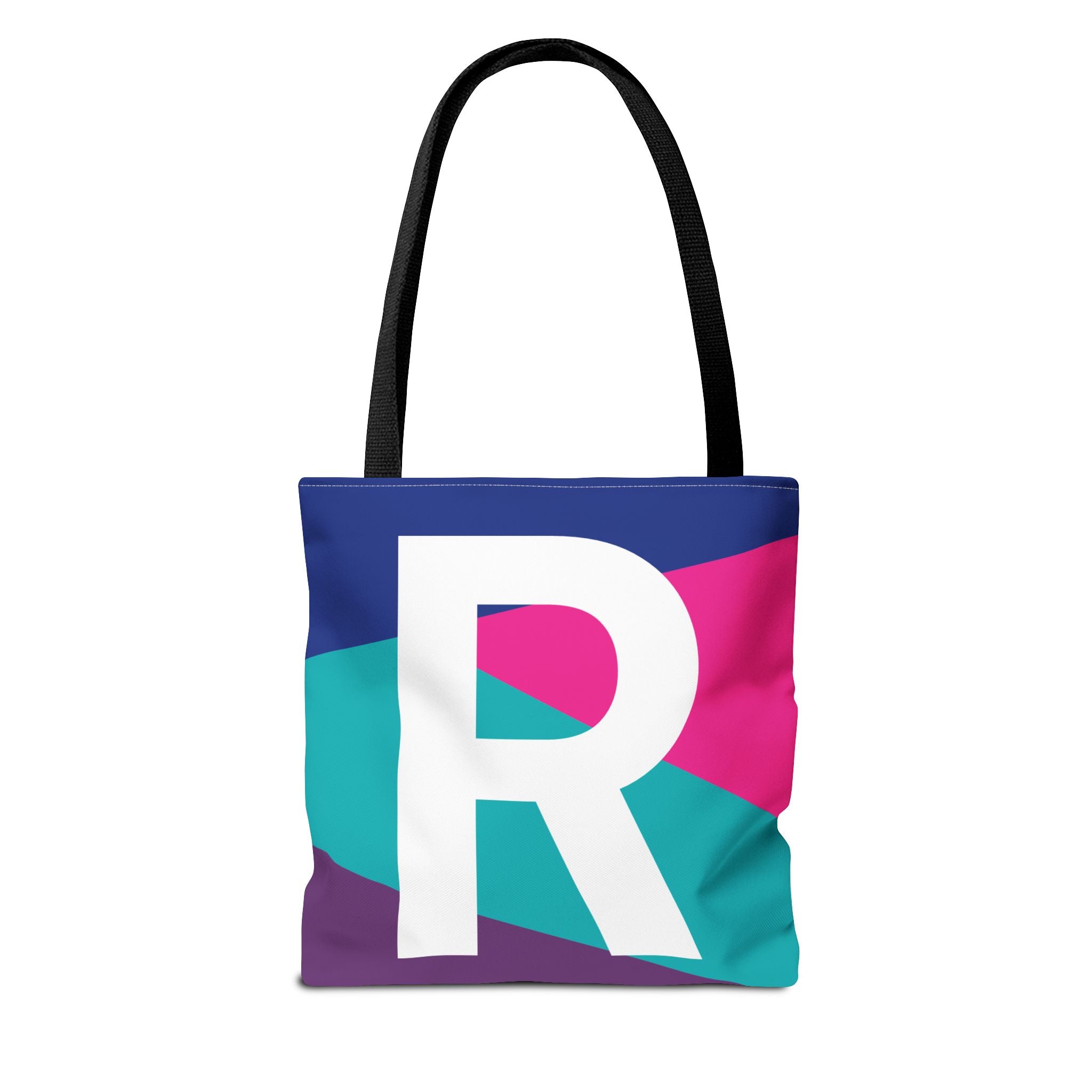 Monogram 'R' Colorblock Tote Bag — Personalized Initial R Shoulder Tote