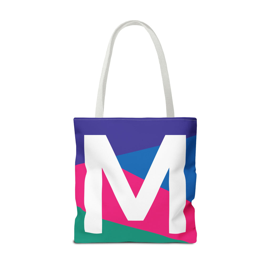 Monogram 'M' Colorblock Tote Bag — Personalized Initial M Shoulder Tote