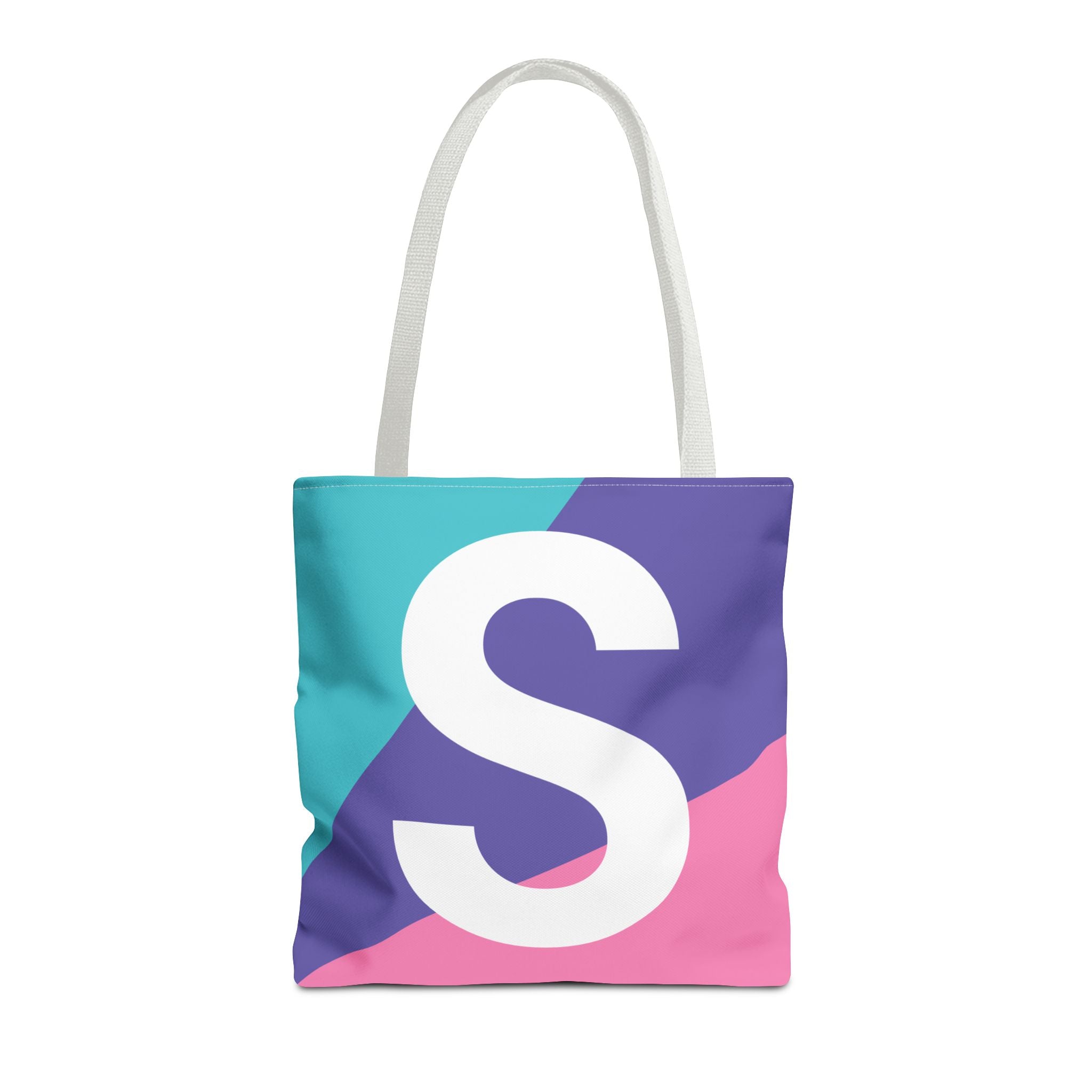 Monogram 'S' Colorblock Tote Bag — Personalized Initial S Shoulder Tote
