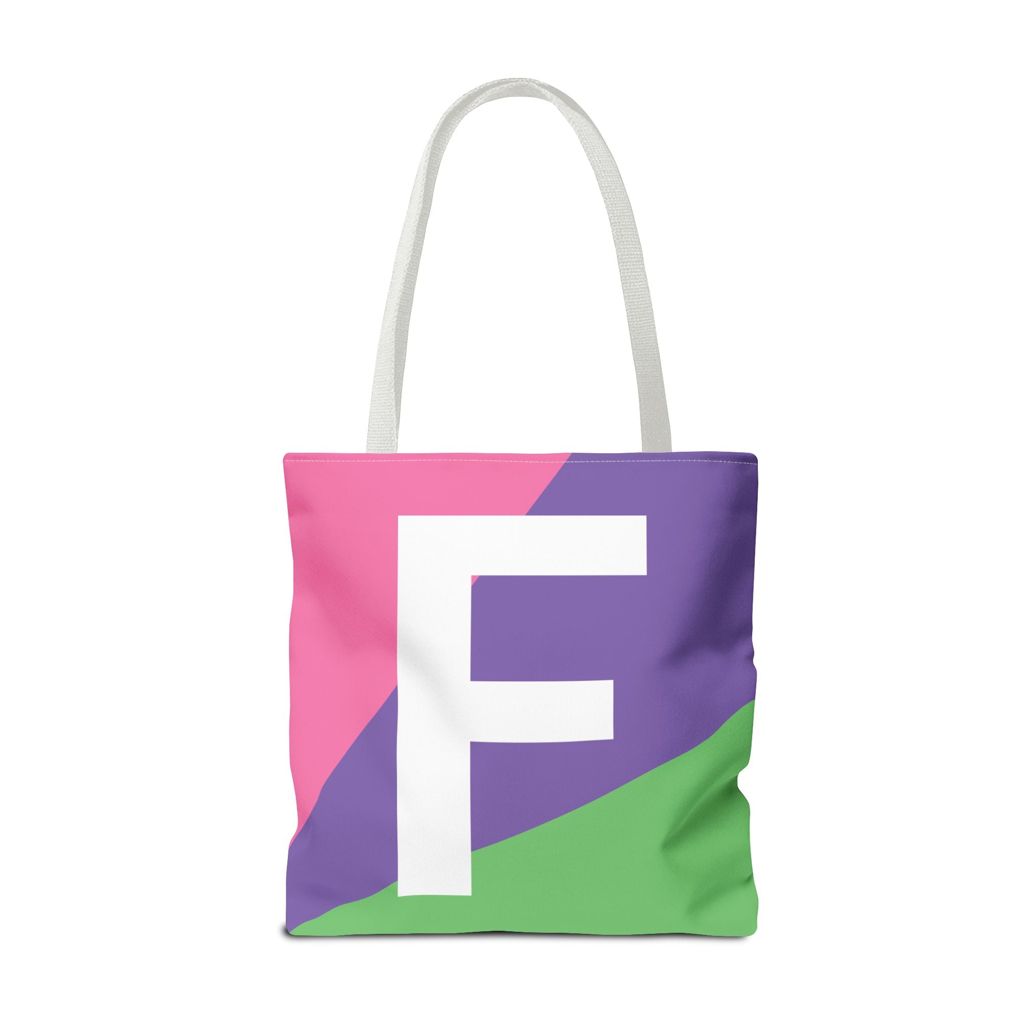 Monogram 'F' Colorblock Tote Bag — Personalized Initial F Shoulder Tote