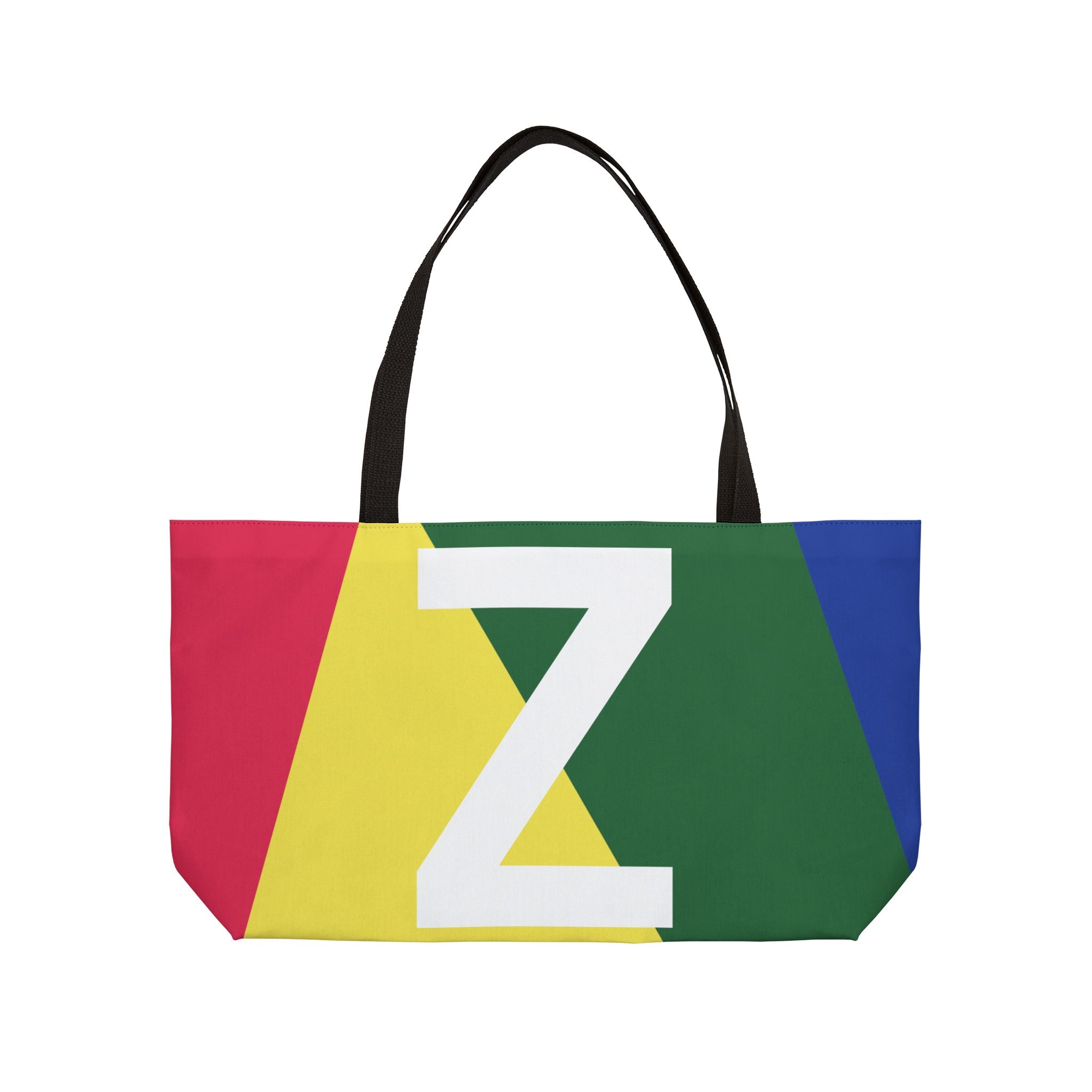 Personalized 'Z' Colorblock Tote Bag — Monogram Weekender Tote