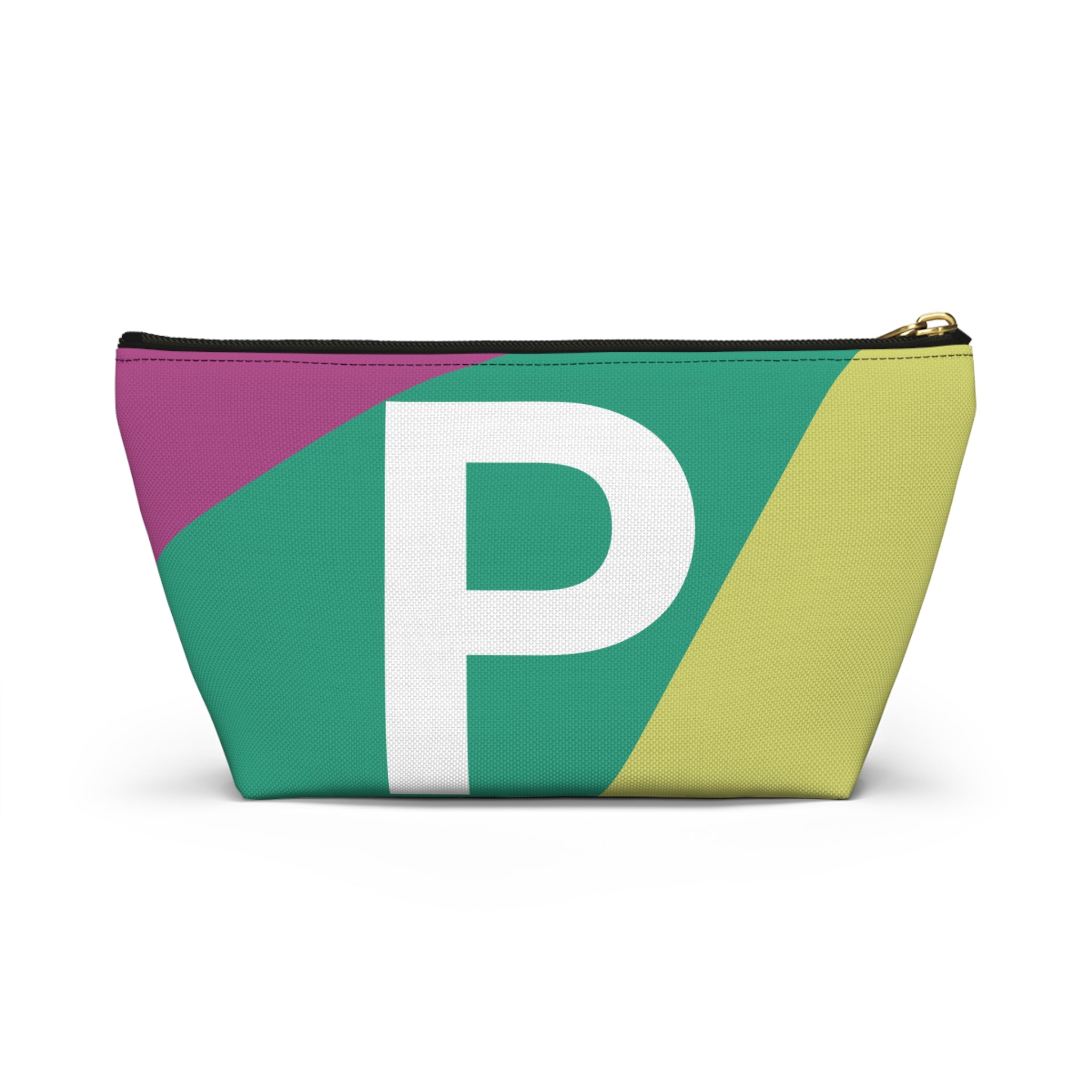 Initials Colorblock Accessory Pouch — Monogram P T-Bottom Cosmetic Bag