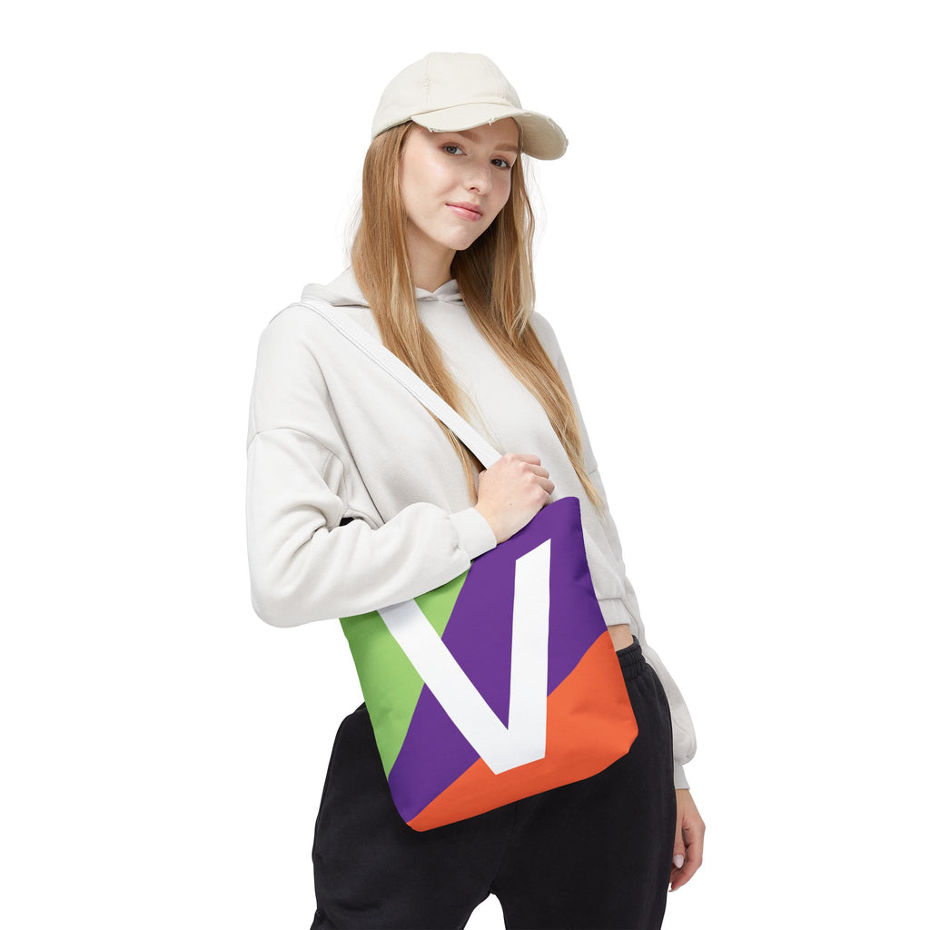 Monogram 'V' Colorblock Tote Bag — Personalized Initial V Shoulder Tote