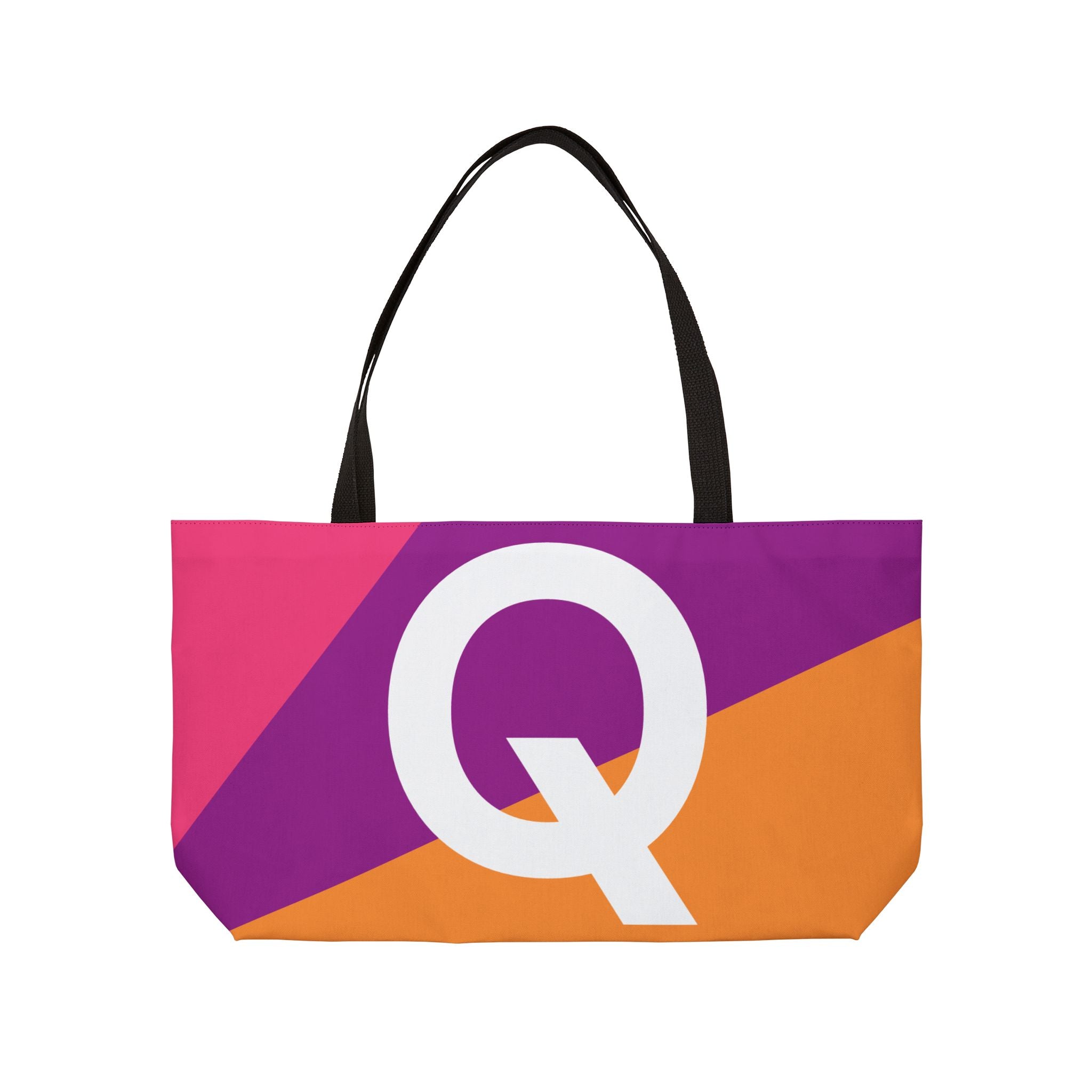 Personalized 'Q' Colorblock Tote Bag — Monogram Weekender Tote