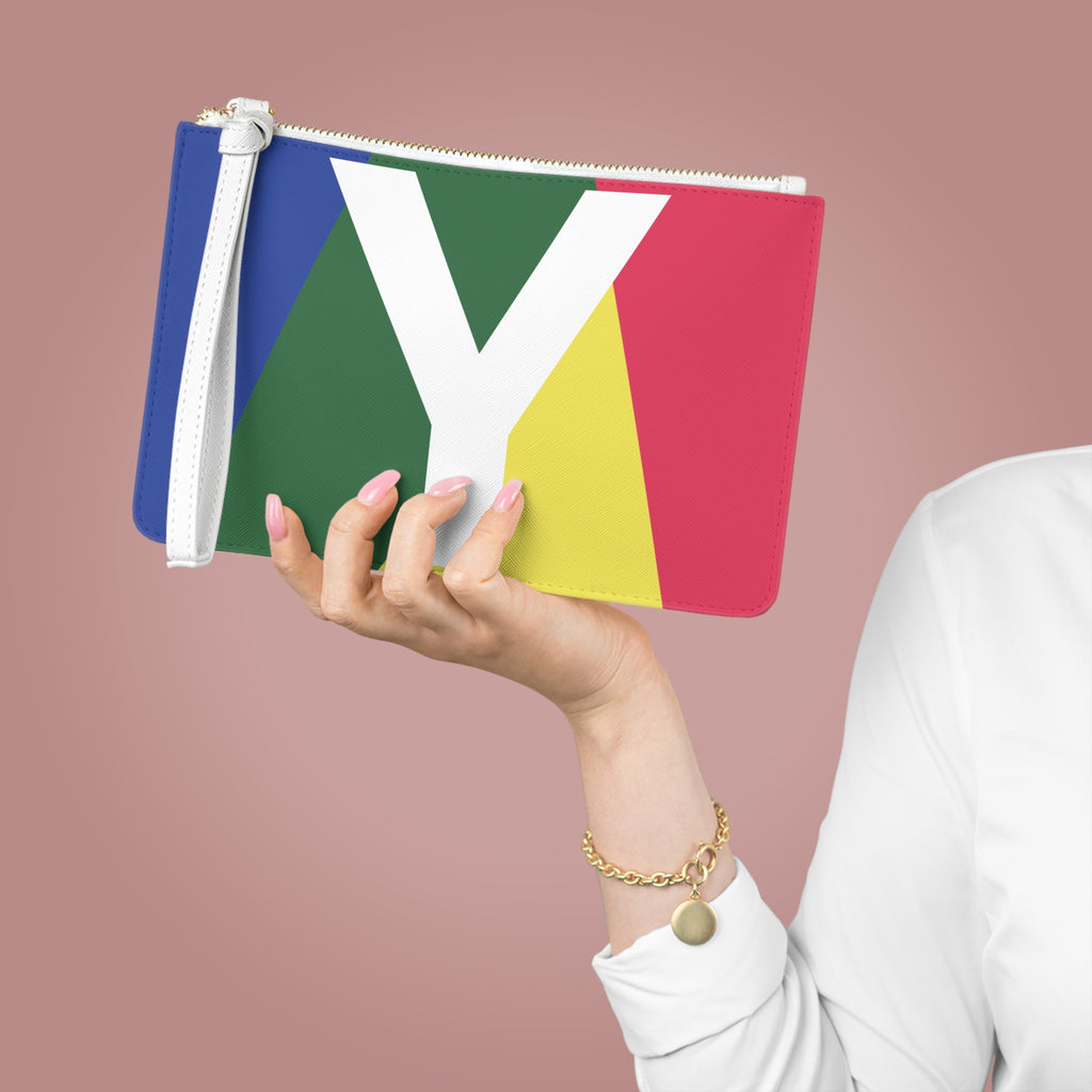 Monogram 'Y' Colorblock Clutch Bag — Bold Geometric Wristlet for Everyday & Gifts