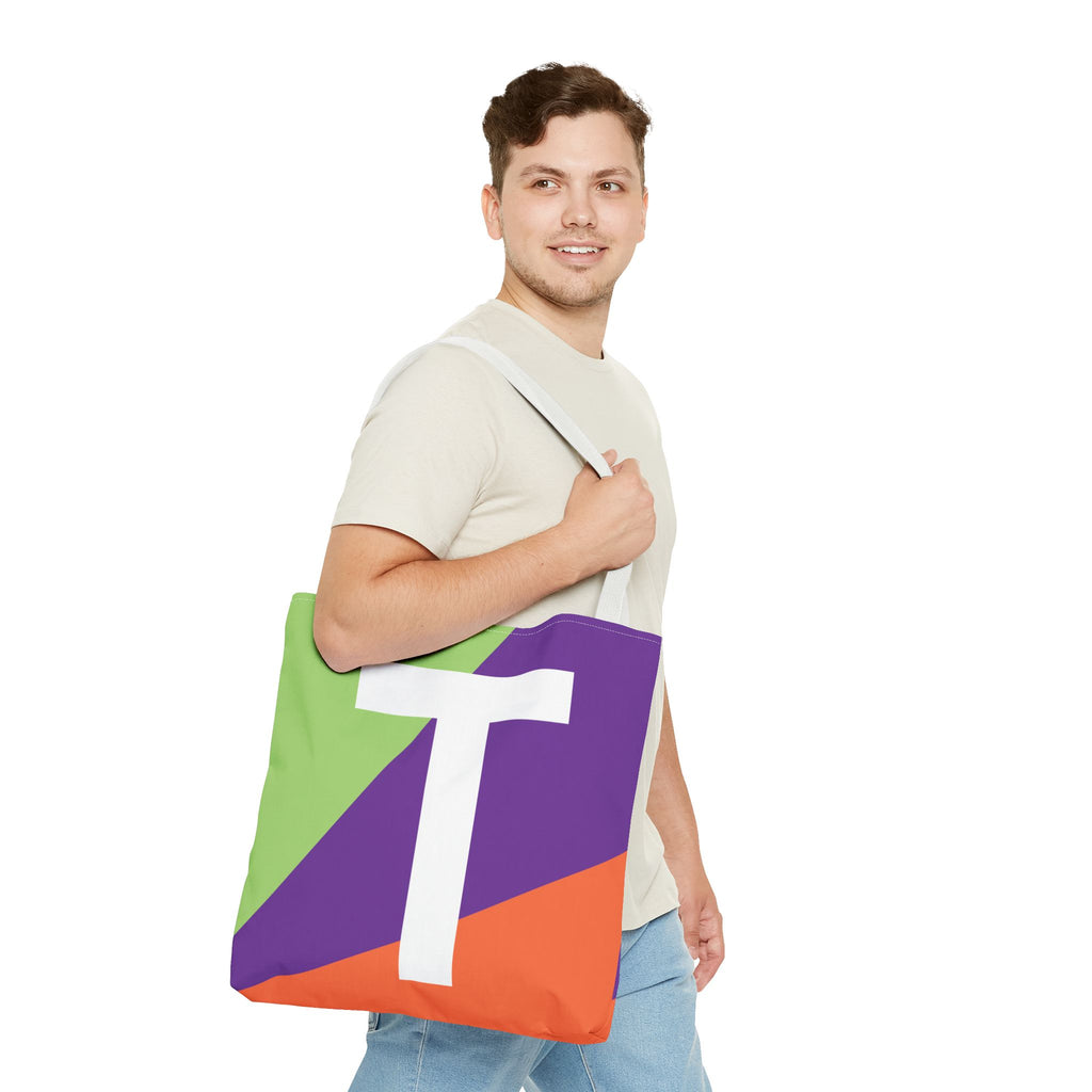 Monogram 'T' Colorblock Tote Bag — Personalized Initial T Shoulder Tote