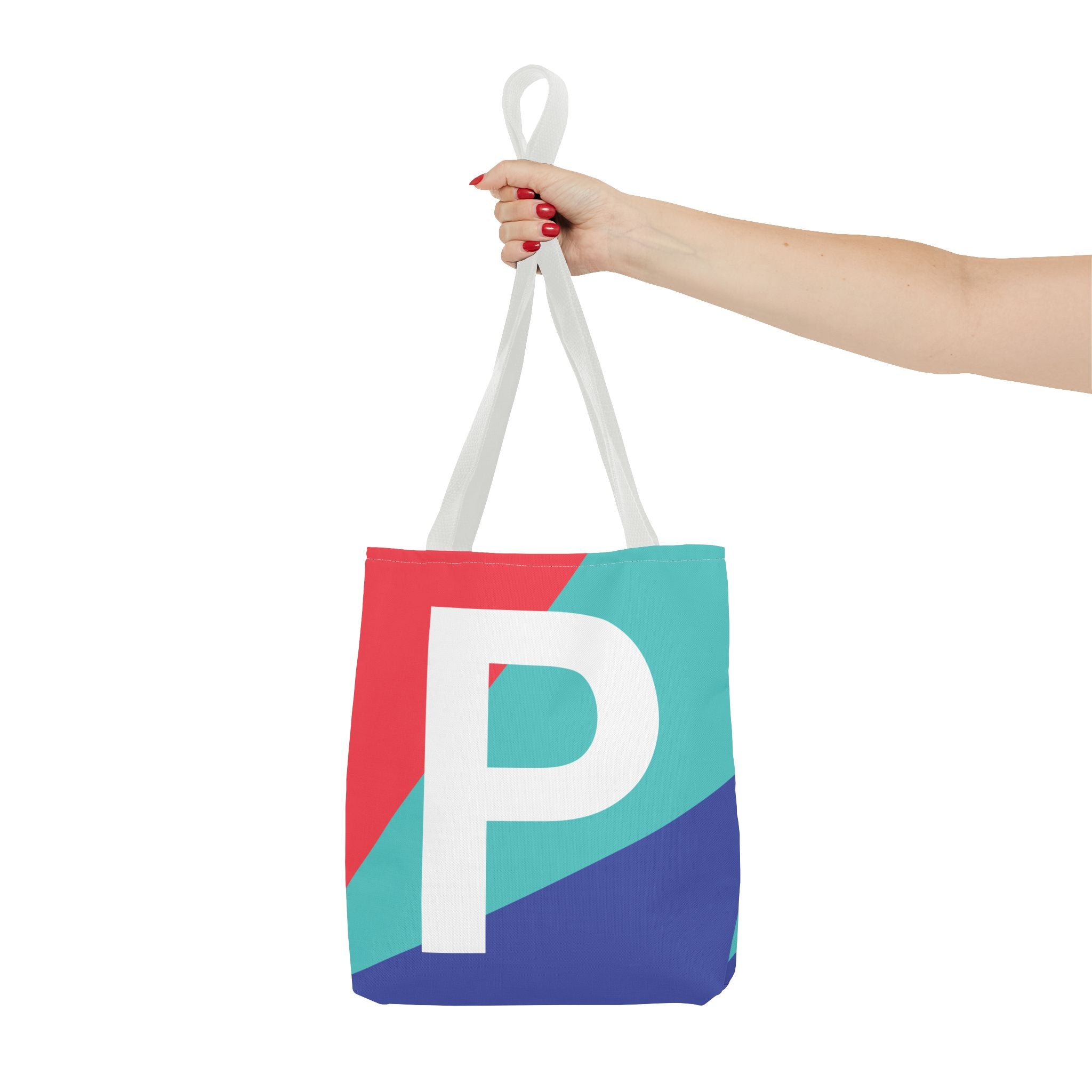 Monogram 'P' Colorblock Tote Bag — Personalized Initial P Shoulder Tote