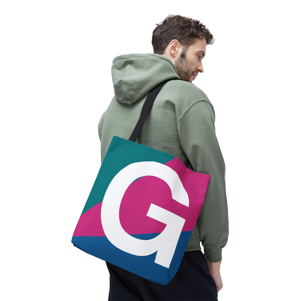 Monogram 'G' Colorblock Tote Bag — Personalized Initial G Shoulder Tote