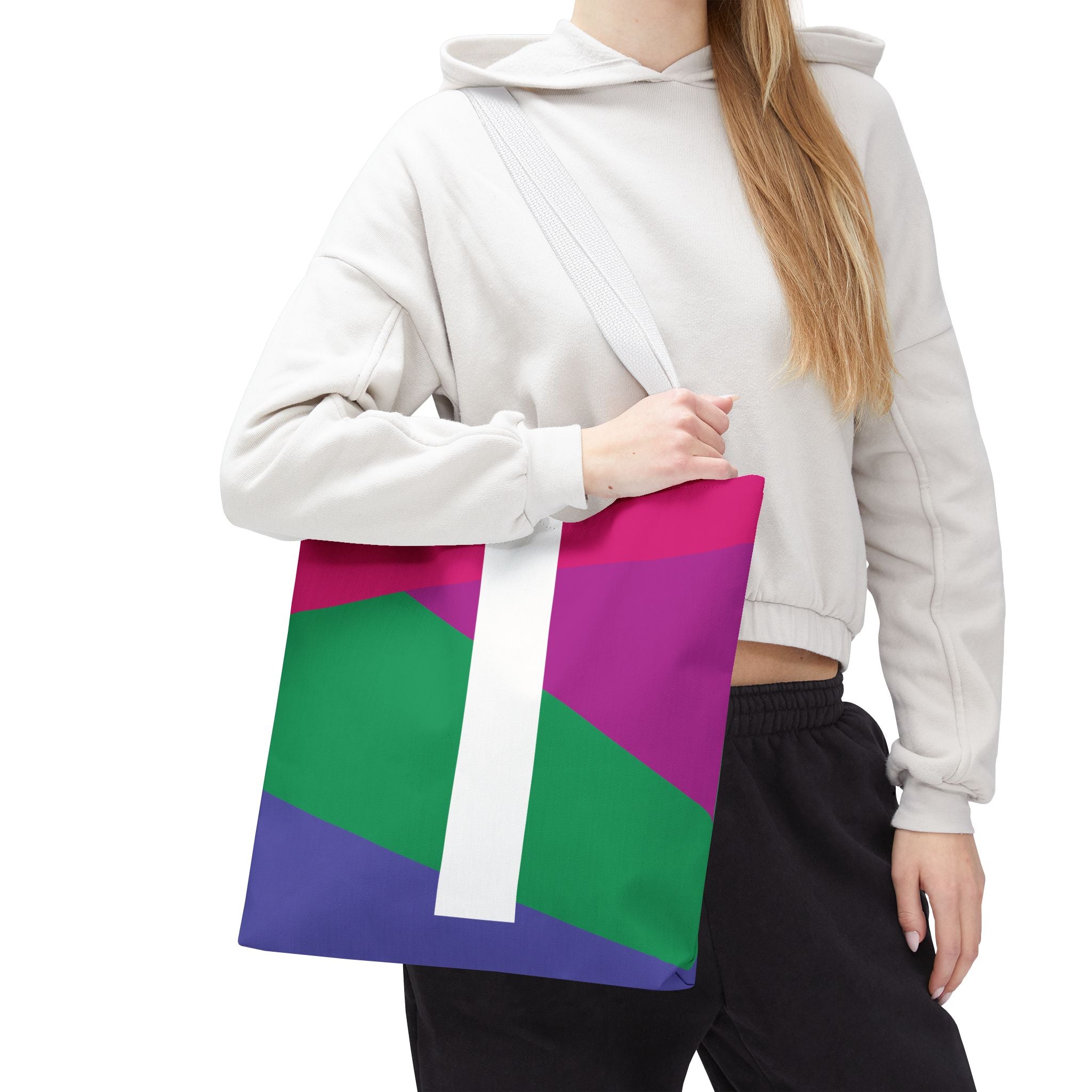 Monogram 'I' Colorblock Tote Bag — Personalized Initial I Shoulder Tote