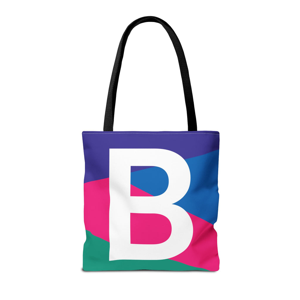 Monogram 'B' Colorblock Tote Bag — Personalized Initial B Shoulder Tote