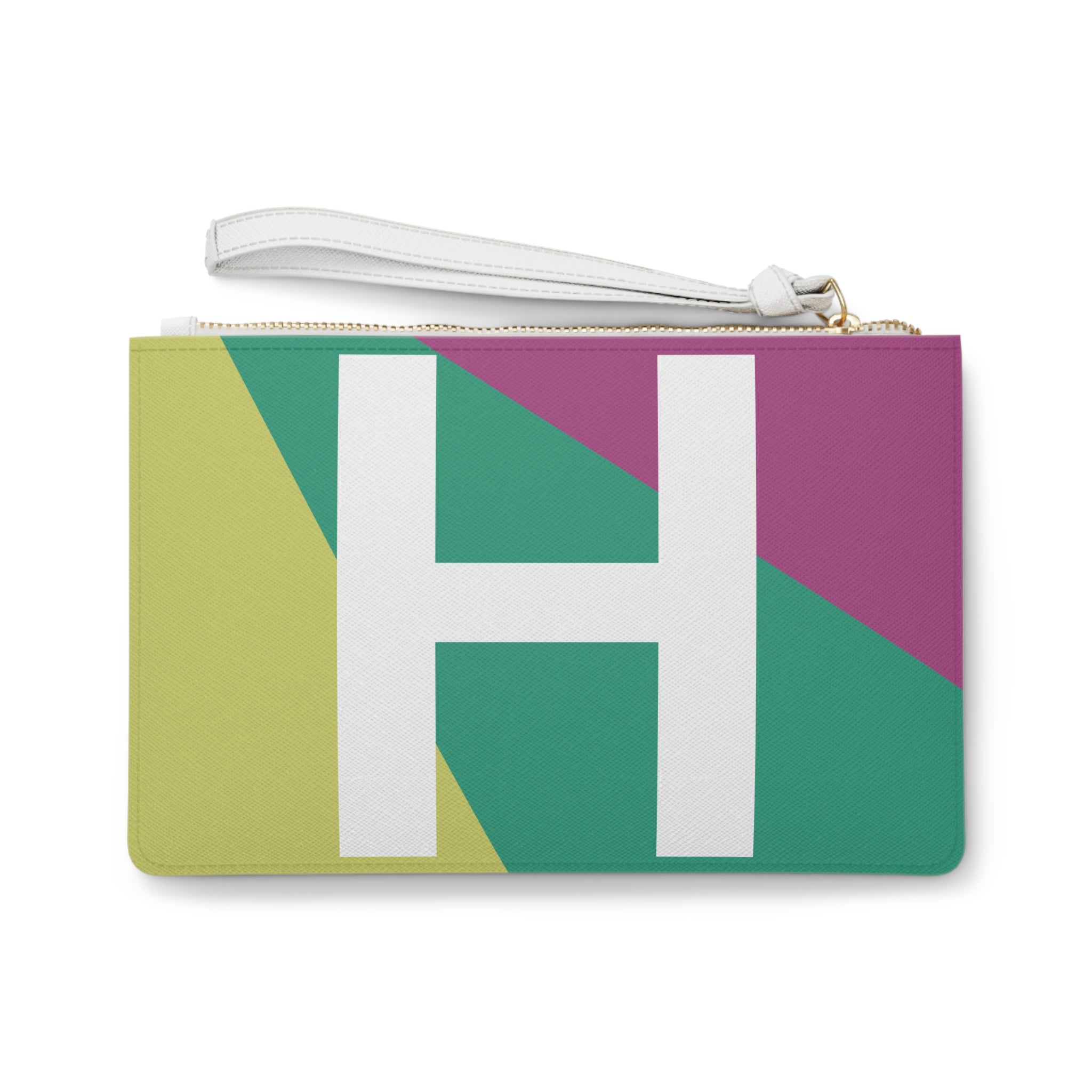 Monogram 'H' Colorblock Clutch Bag — Bold Geometric Wristlet for Everyday & Gifts