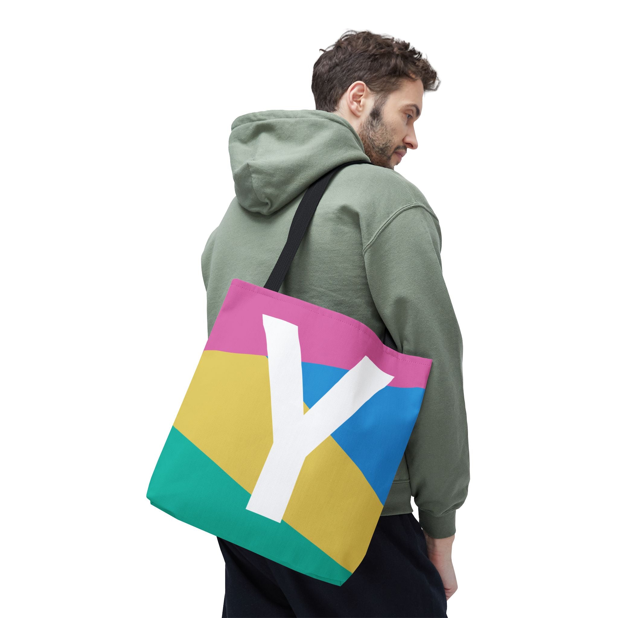 Monogram 'Y' Colorblock Tote Bag — Personalized Initial Y Shoulder Tote