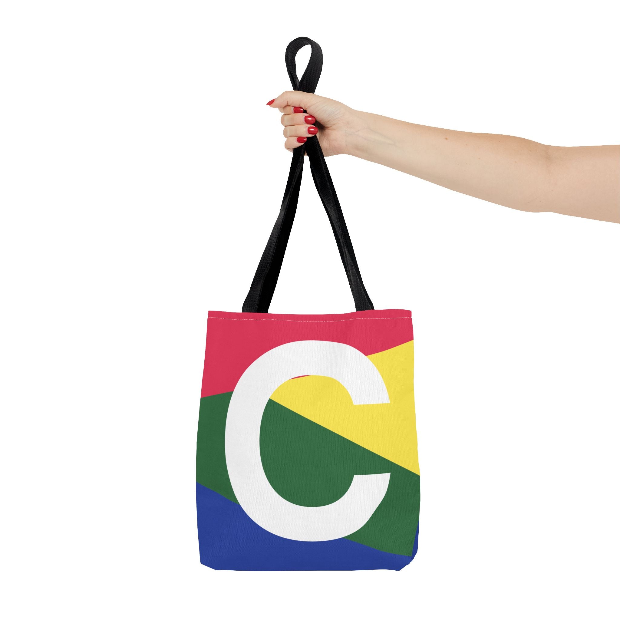 Monogram 'C' Colorblock Tote Bag — Personalized Initial C Shoulder Tote