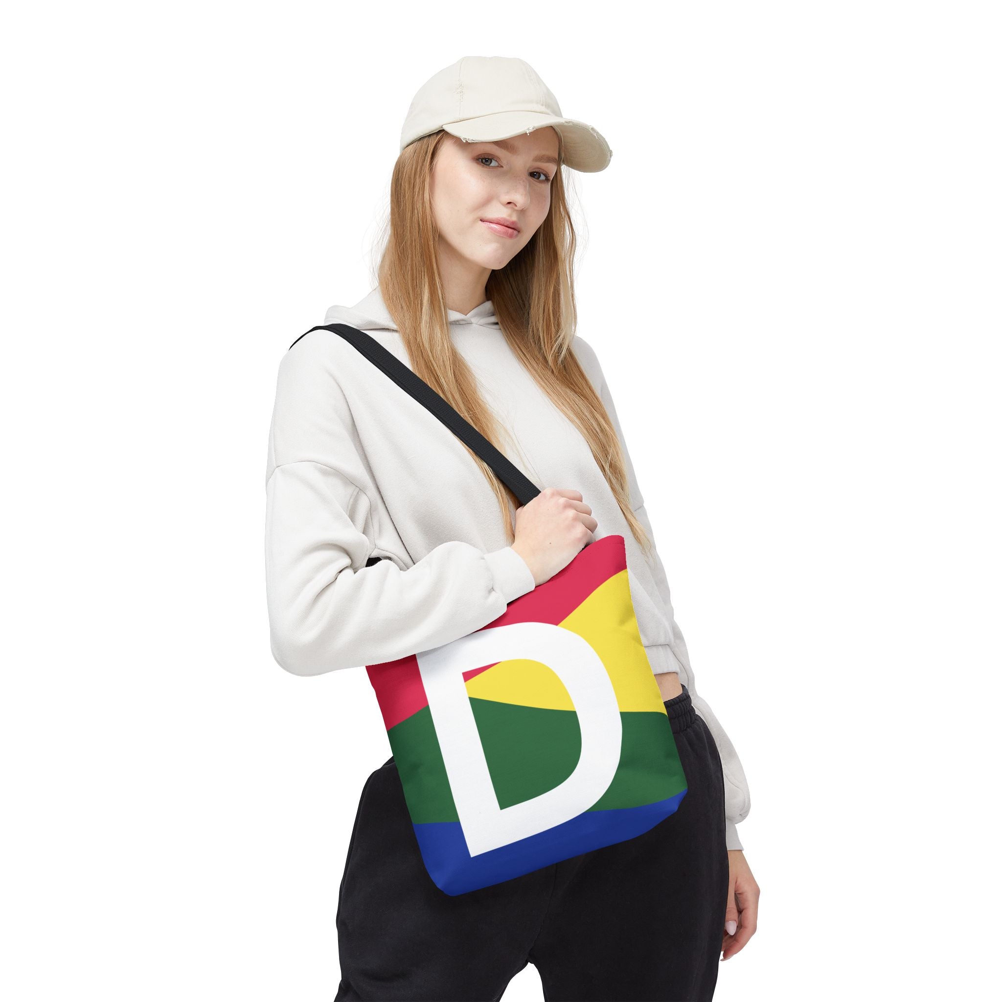 Monogram 'D' Colorblock Tote Bag — Personalized Initial D Shoulder Tote