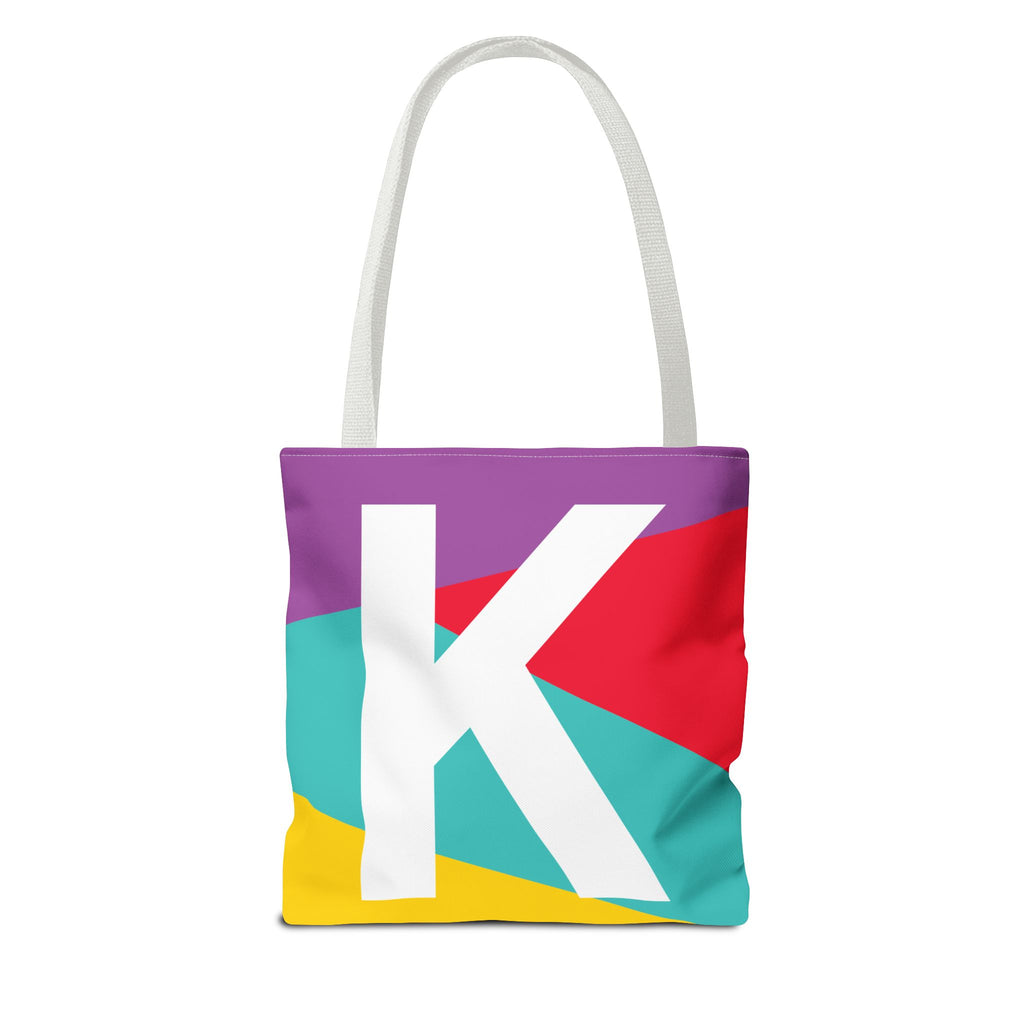 Monogram 'K' Colorblock Tote Bag — Personalized Initial K Shoulder Tote