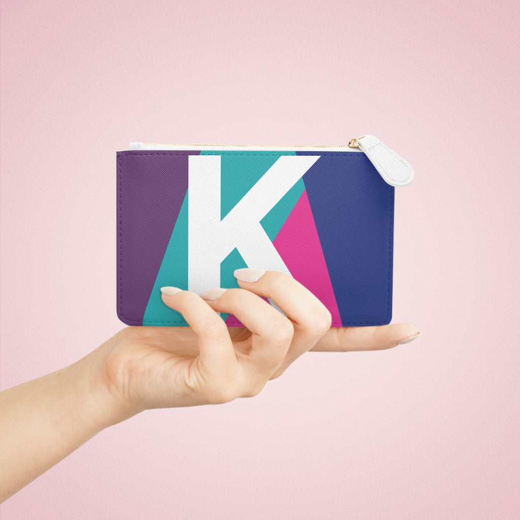 Initial K Mini Clutch — Colorblock Monogram Wristlet Wallet