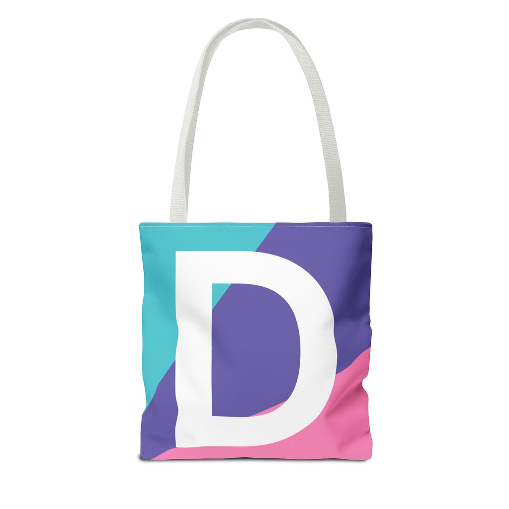 Monogram 'D' Colorblock Tote Bag — Personalized Initial D Shoulder Tote