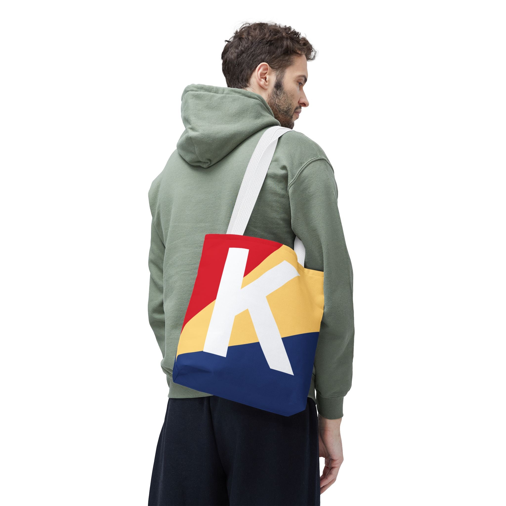Monogram 'K' Colorblock Tote Bag — Personalized Initial K Shoulder Tote
