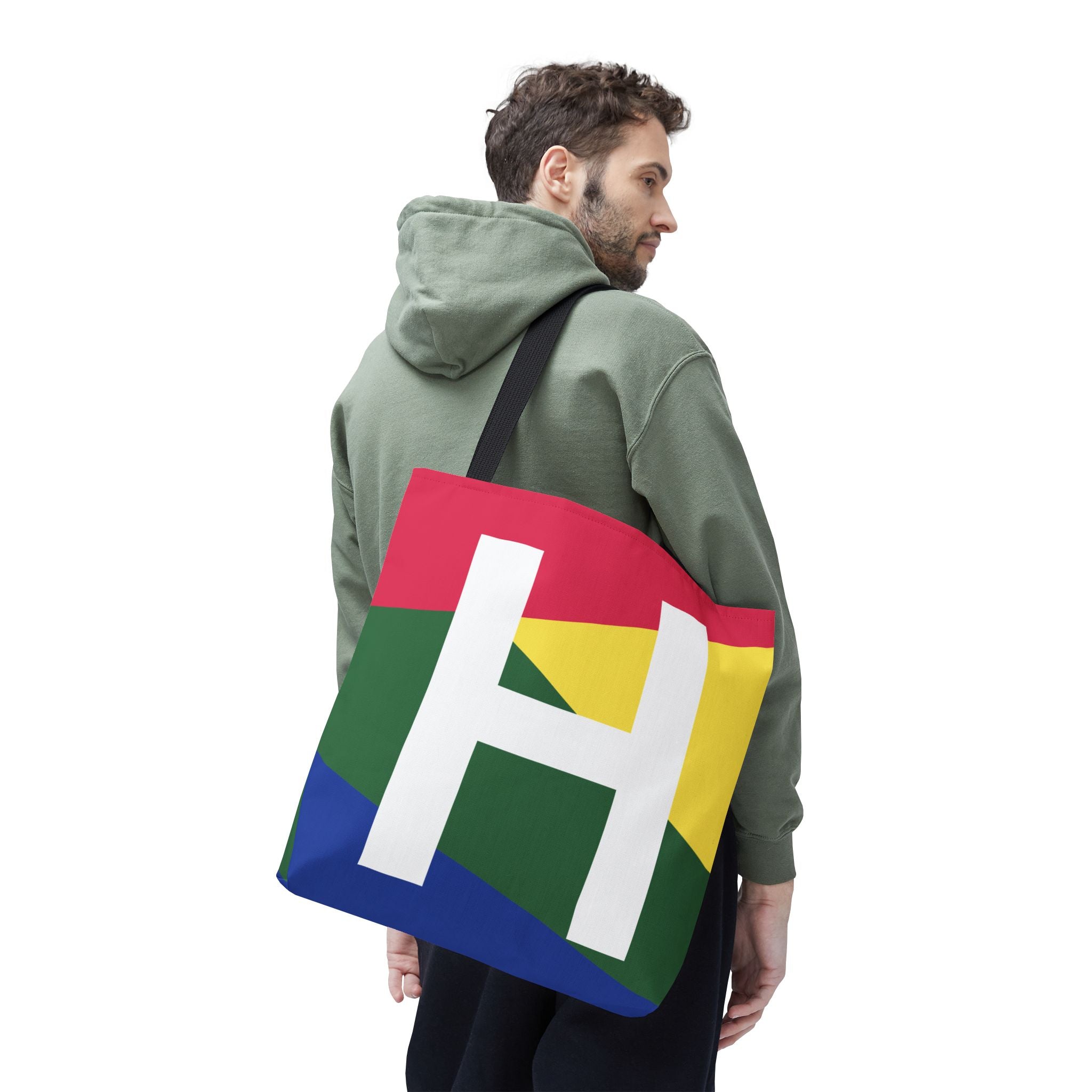 Monogram 'H' Colorblock Tote Bag — Personalized Initial H Shoulder Tote