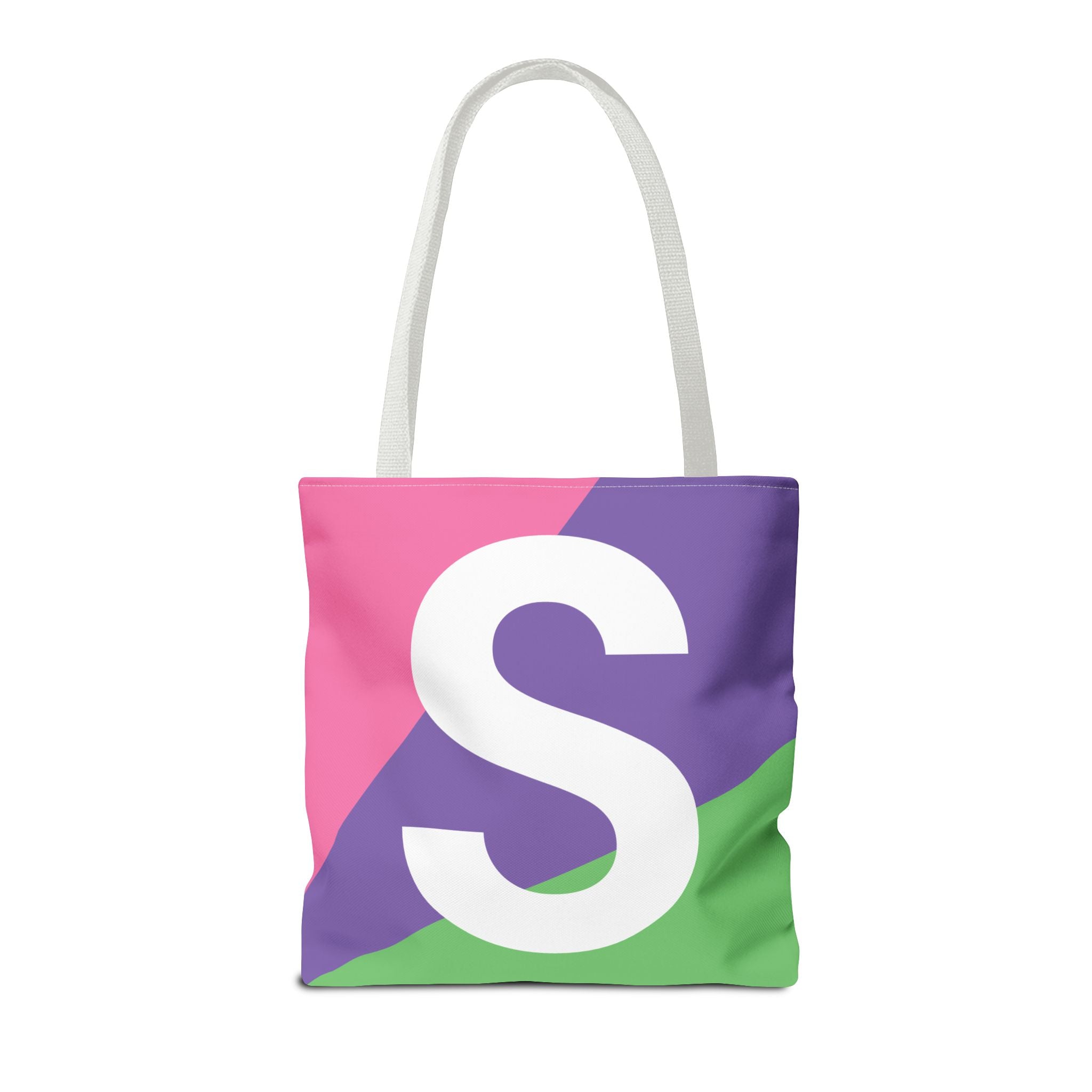 Monogram 'S' Colorblock Tote Bag — Personalized Initial S Shoulder Tote