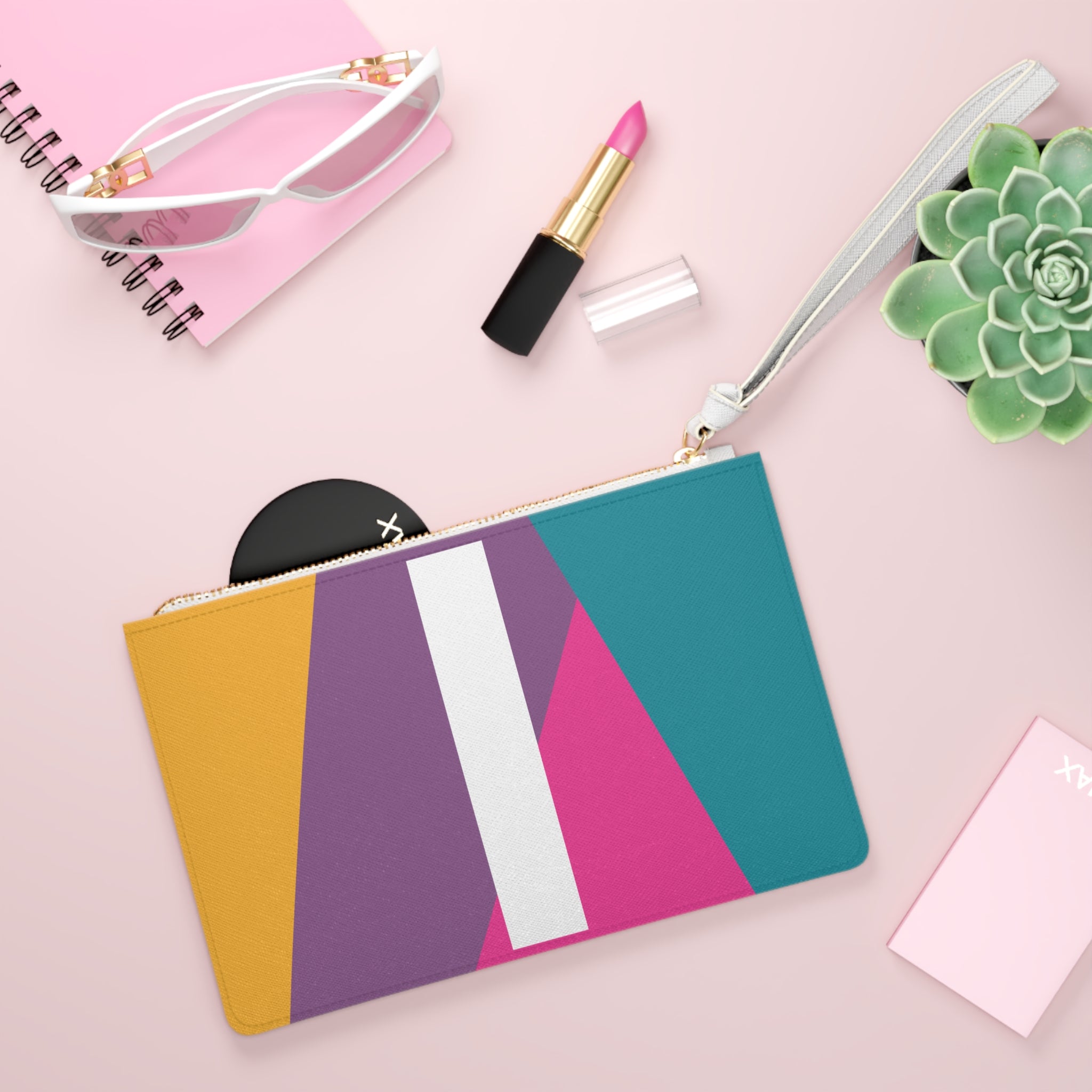 Monogram 'I' Colorblock Clutch Bag — Bold Geometric Wristlet for Everyday & Gifts
