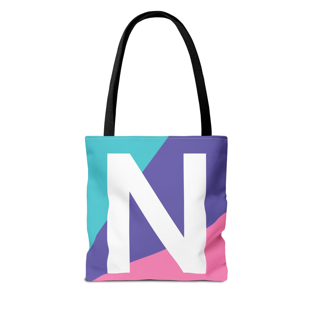 Monogram 'N' Colorblock Tote Bag — Personalized Initial N Shoulder Tote