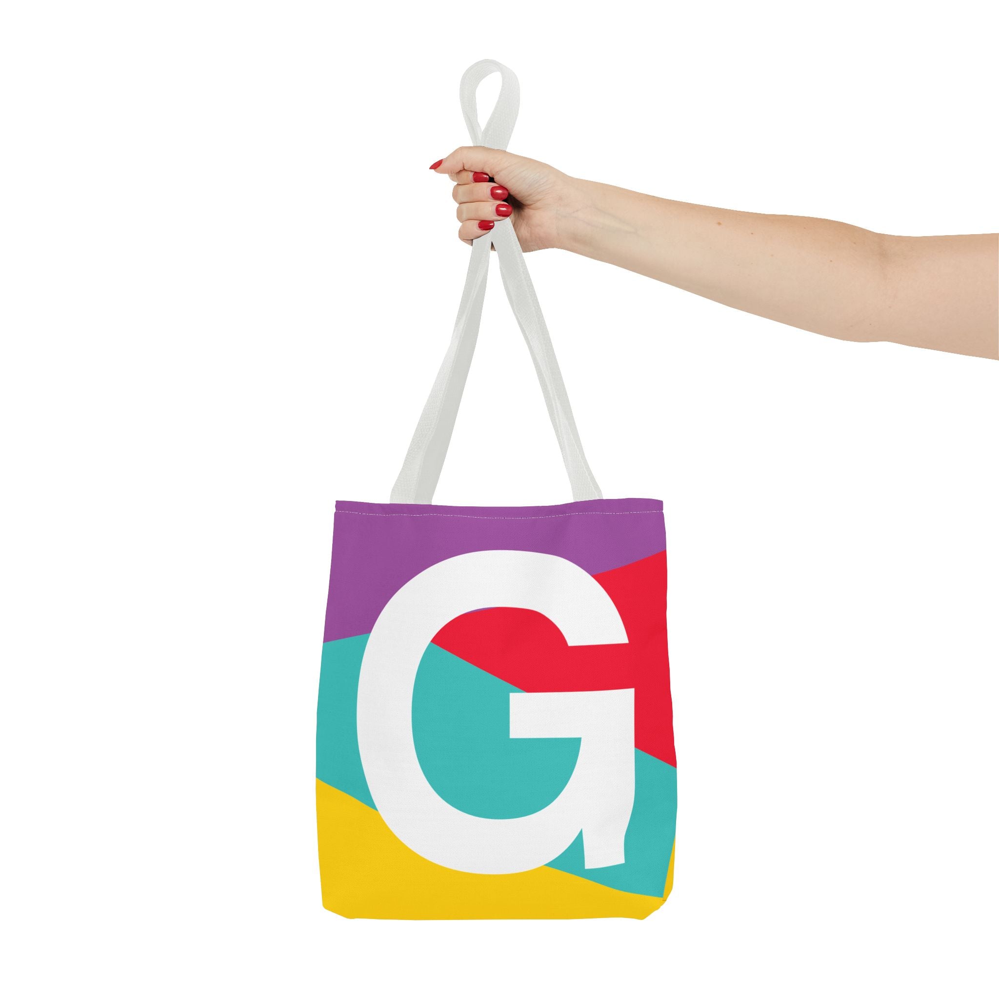 Monogram 'G' Colorblock Tote Bag — Personalized Initial G Shoulder Tote