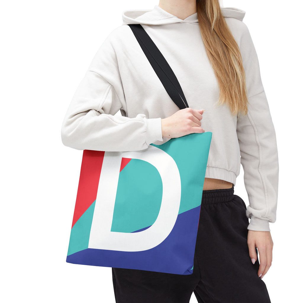 Monogram 'D' Colorblock Tote Bag — Personalized Initial D Shoulder Tote