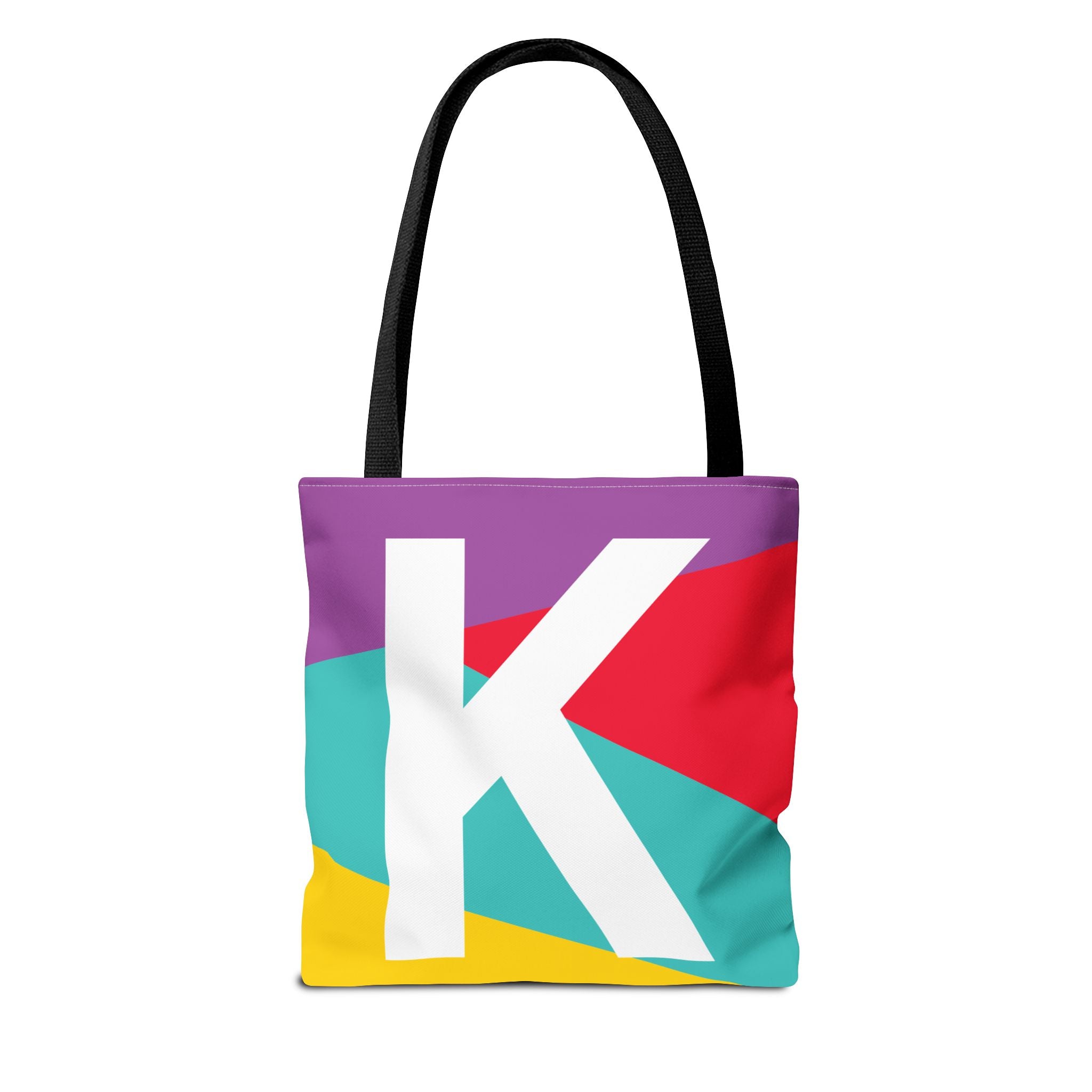 Monogram 'K' Colorblock Tote Bag — Personalized Initial K Shoulder Tote