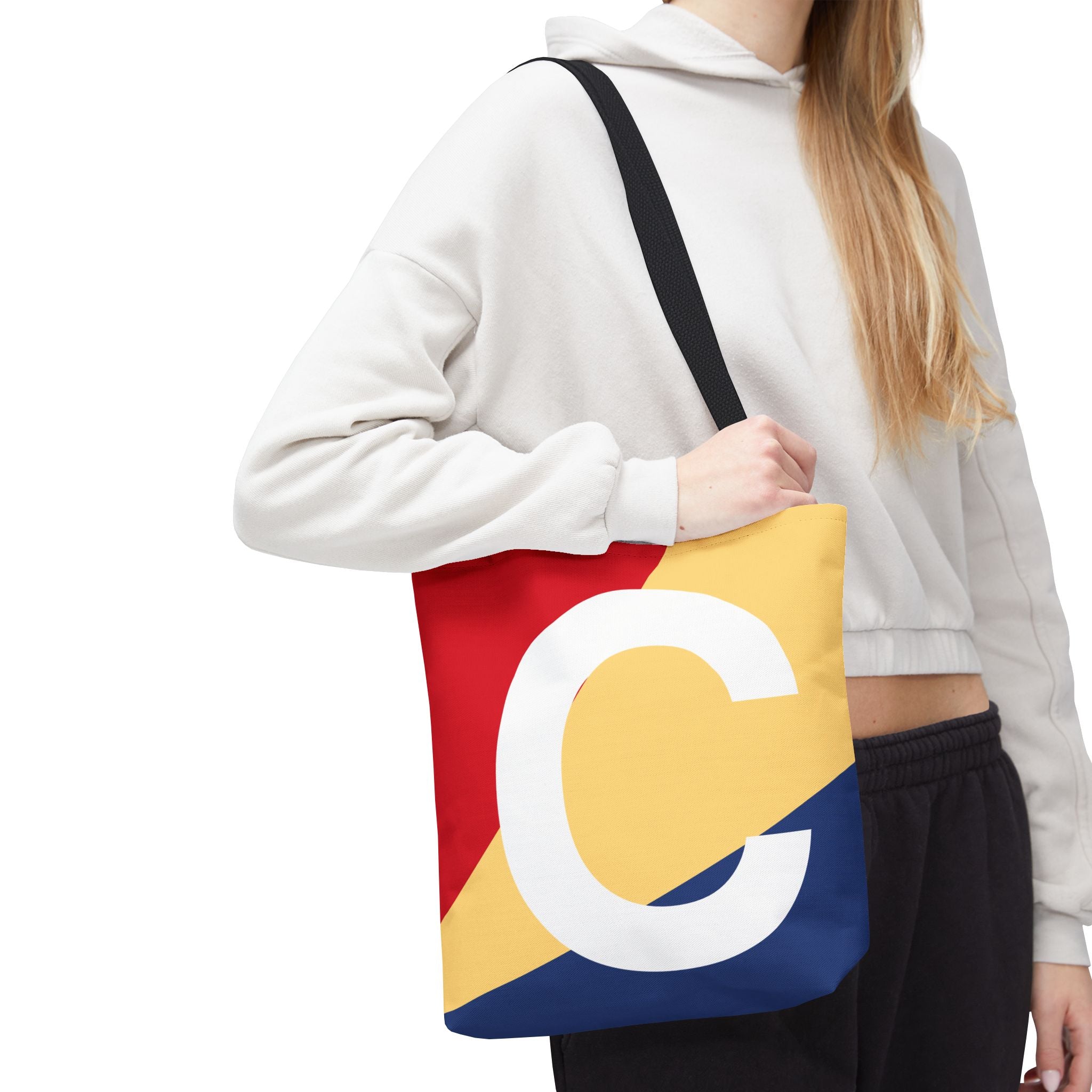 Monogram 'C' Colorblock Tote Bag — Personalized Initial C Shoulder Tote