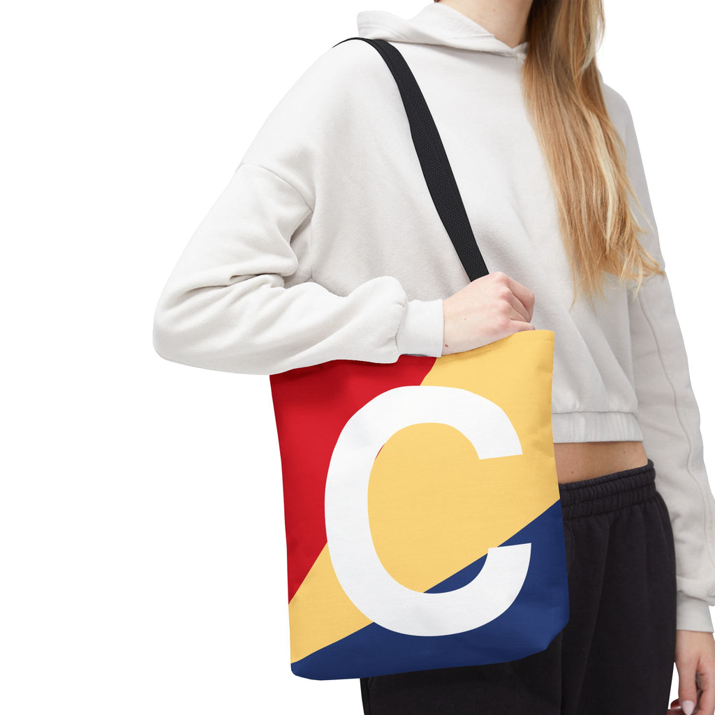 Monogram 'C' Colorblock Tote Bag — Personalized Initial C Shoulder Tote