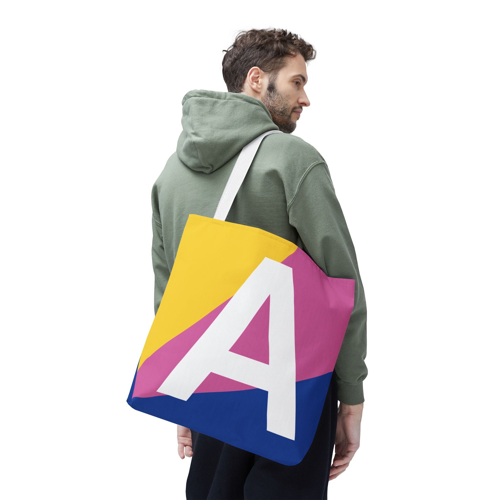 Monogram 'A' Colorblock Tote Bag — Personalized Initial A Shoulder Tote